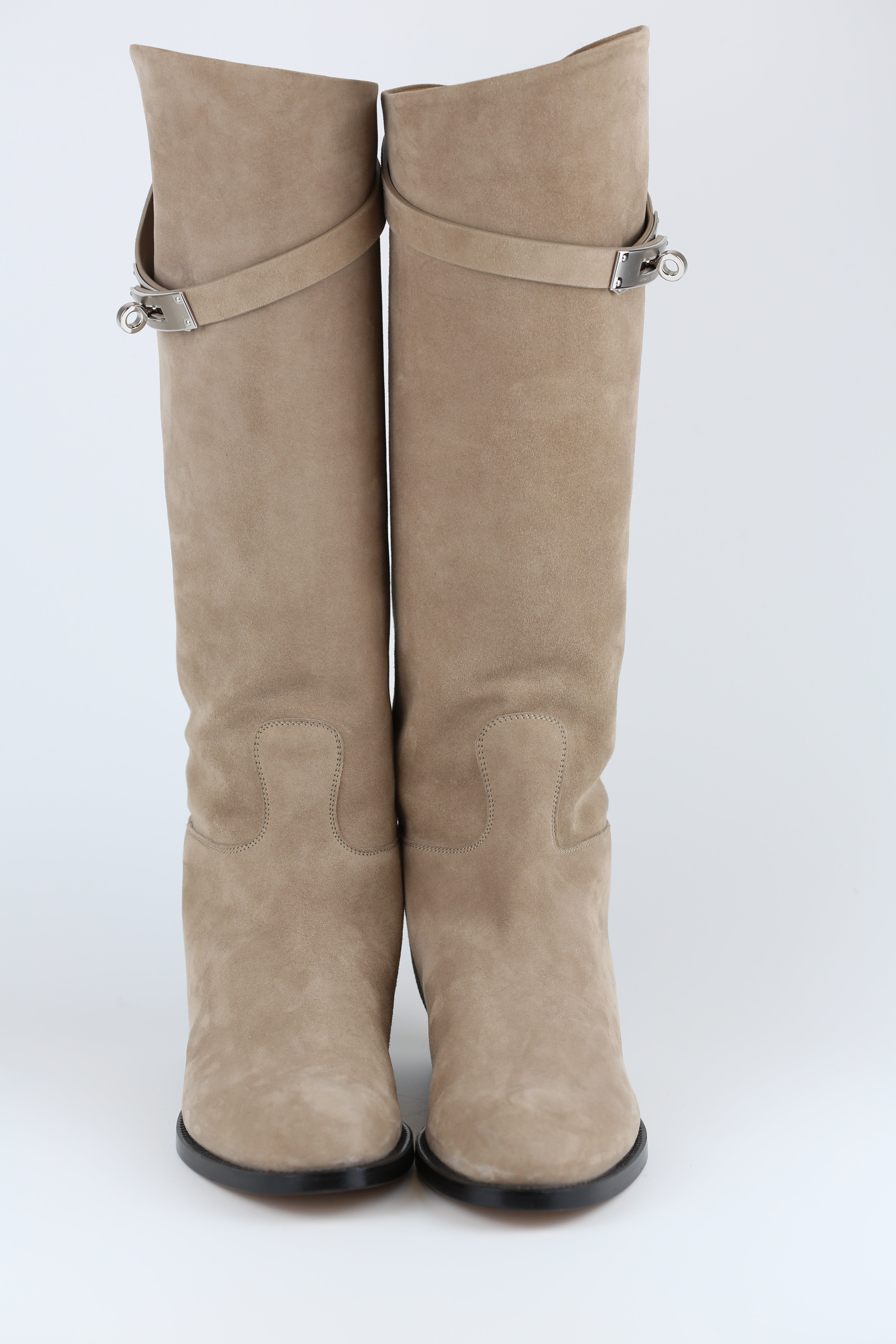 Hermes Women's High Boots Suede Sand Size