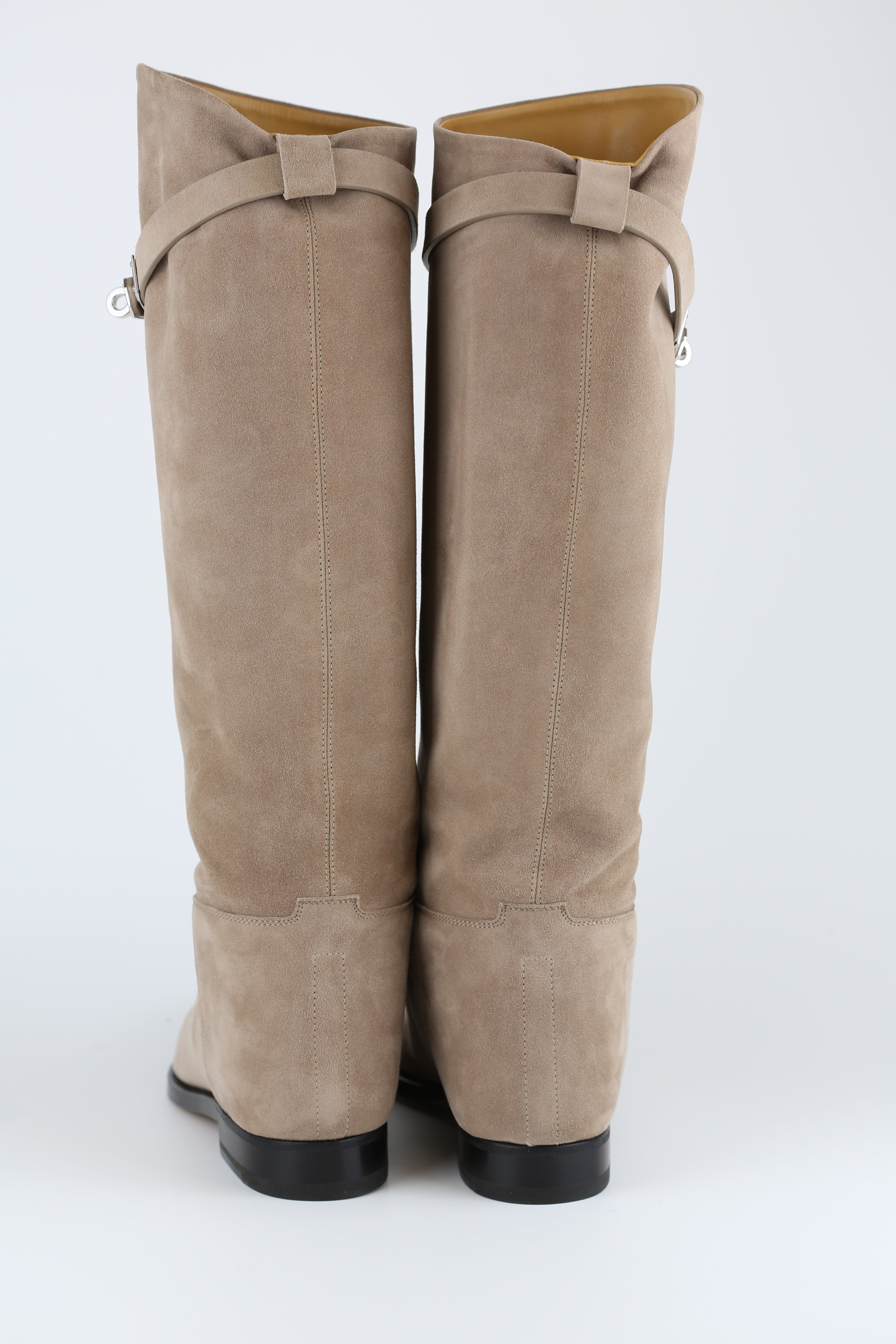 Hermes Women's High Boots Suede Sand Size