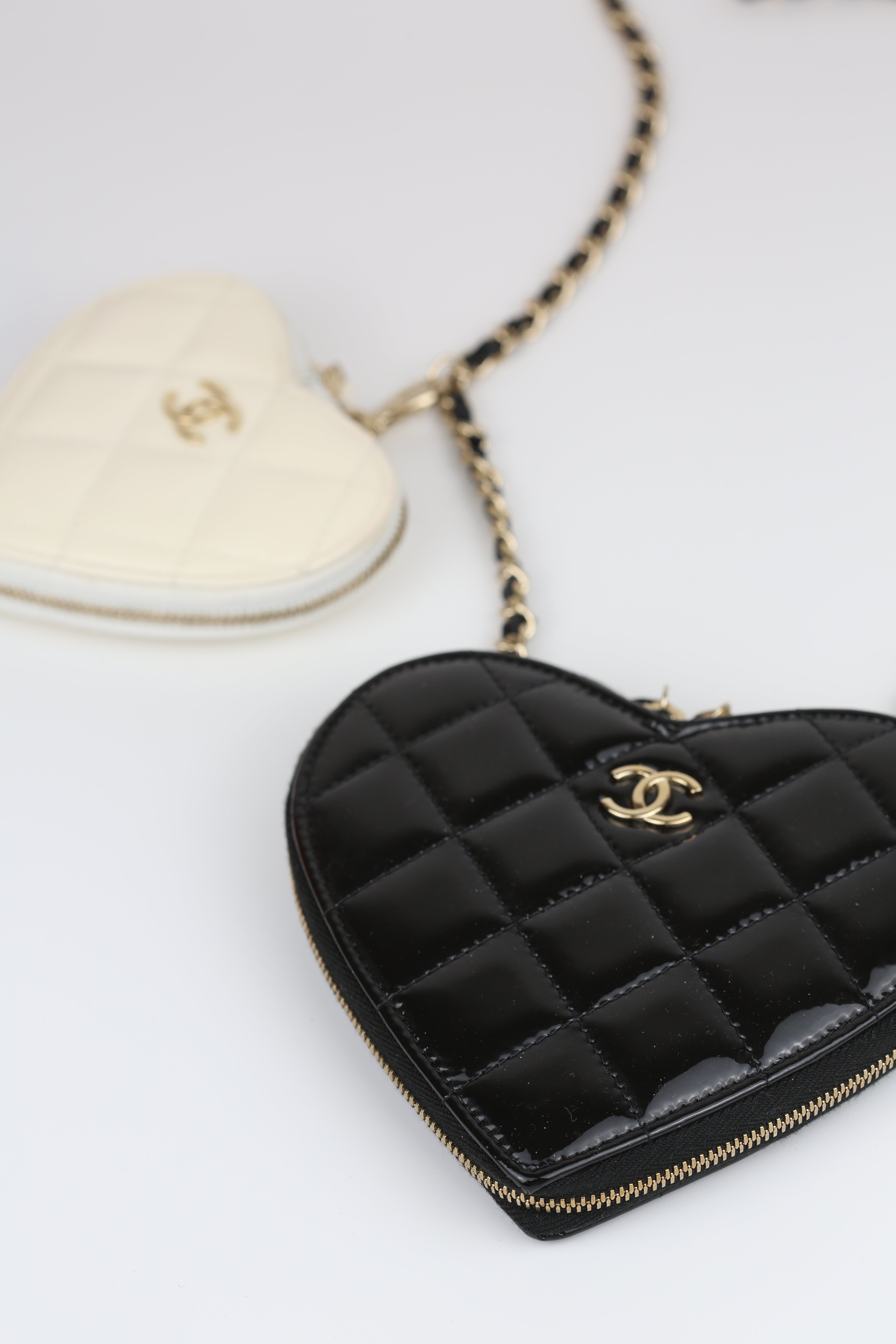 Chanel Heart mini bag Patent Black & Cream white