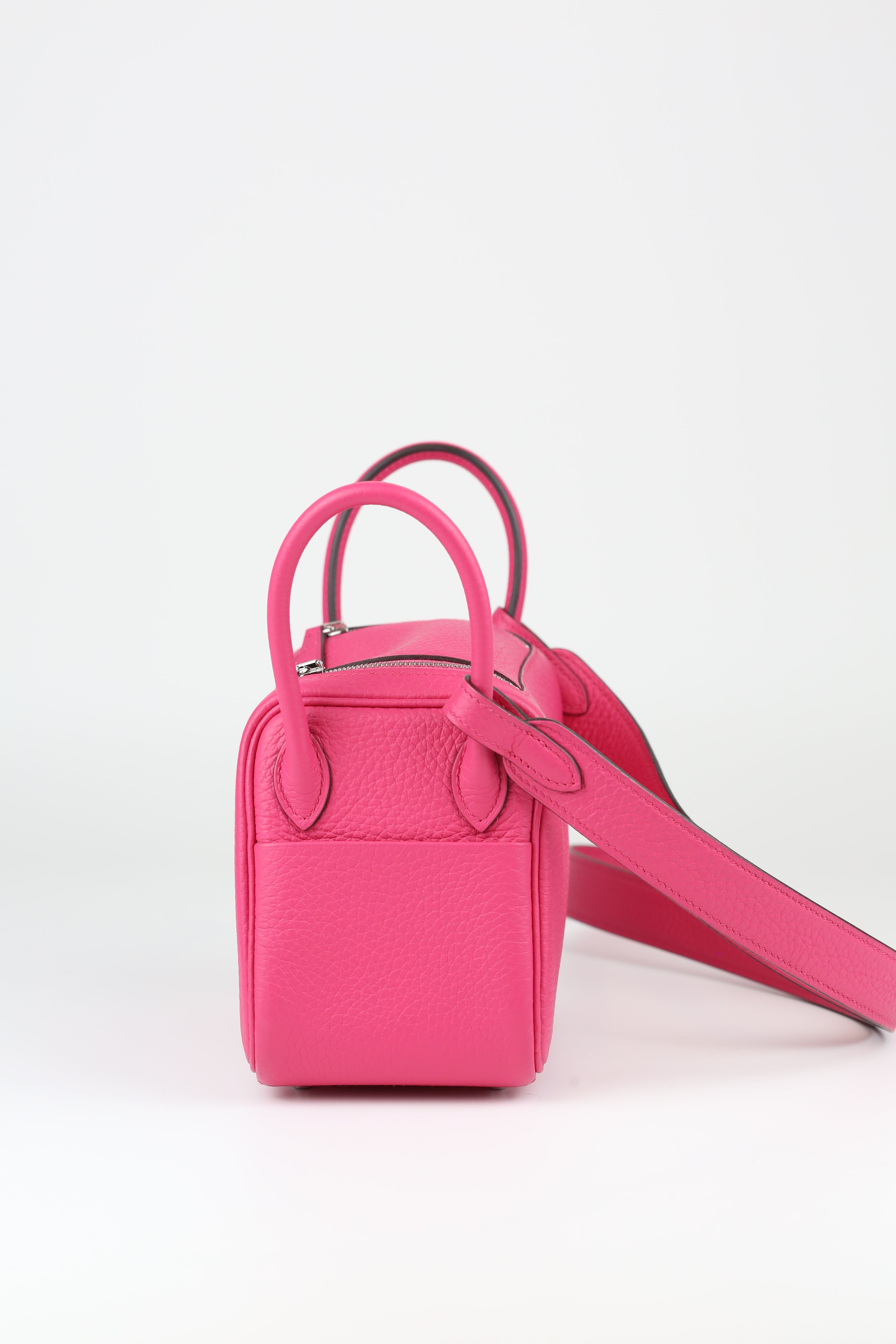Hermes Rose Shocking Mini Lindy