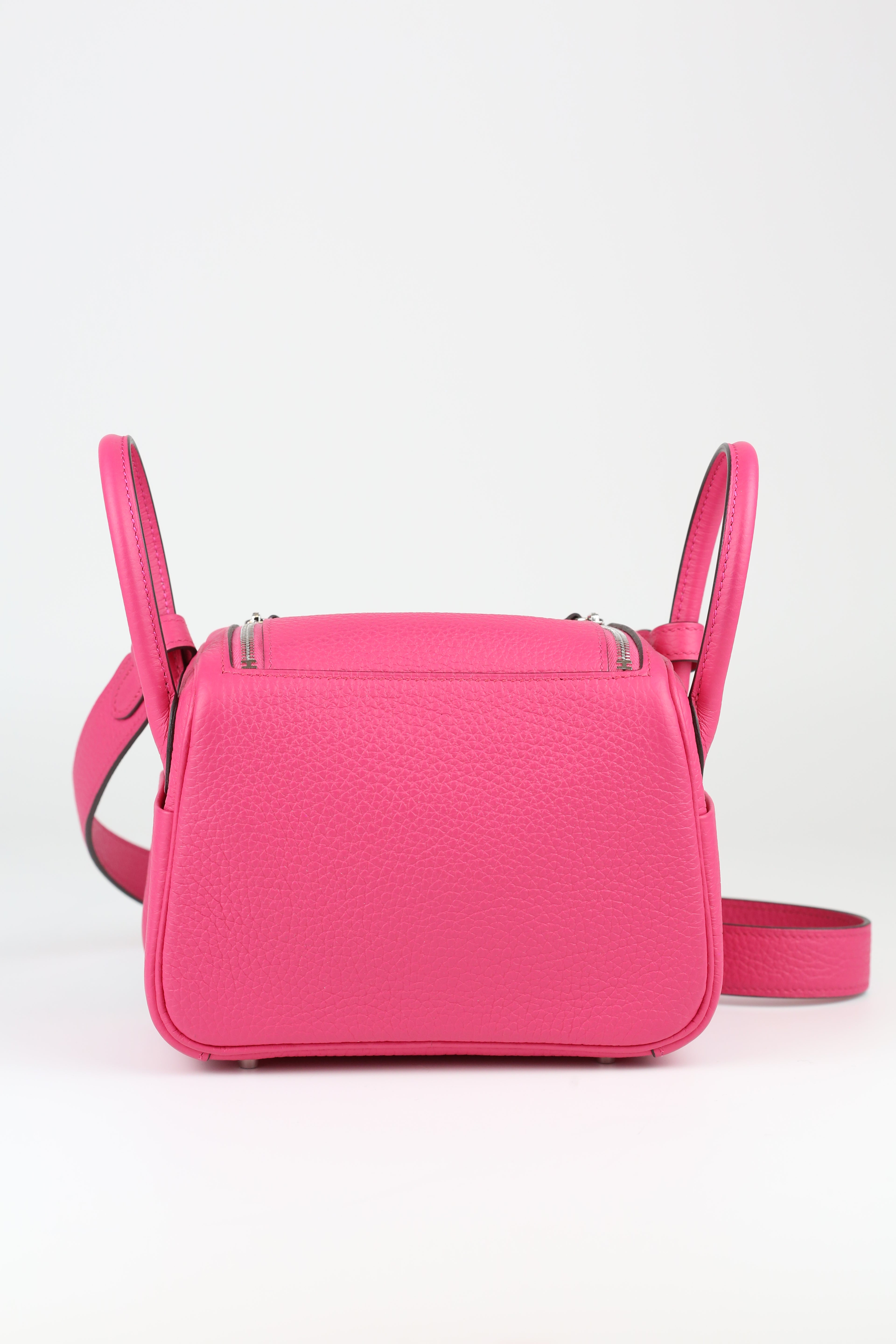 Hermes Rose Shocking Mini Lindy