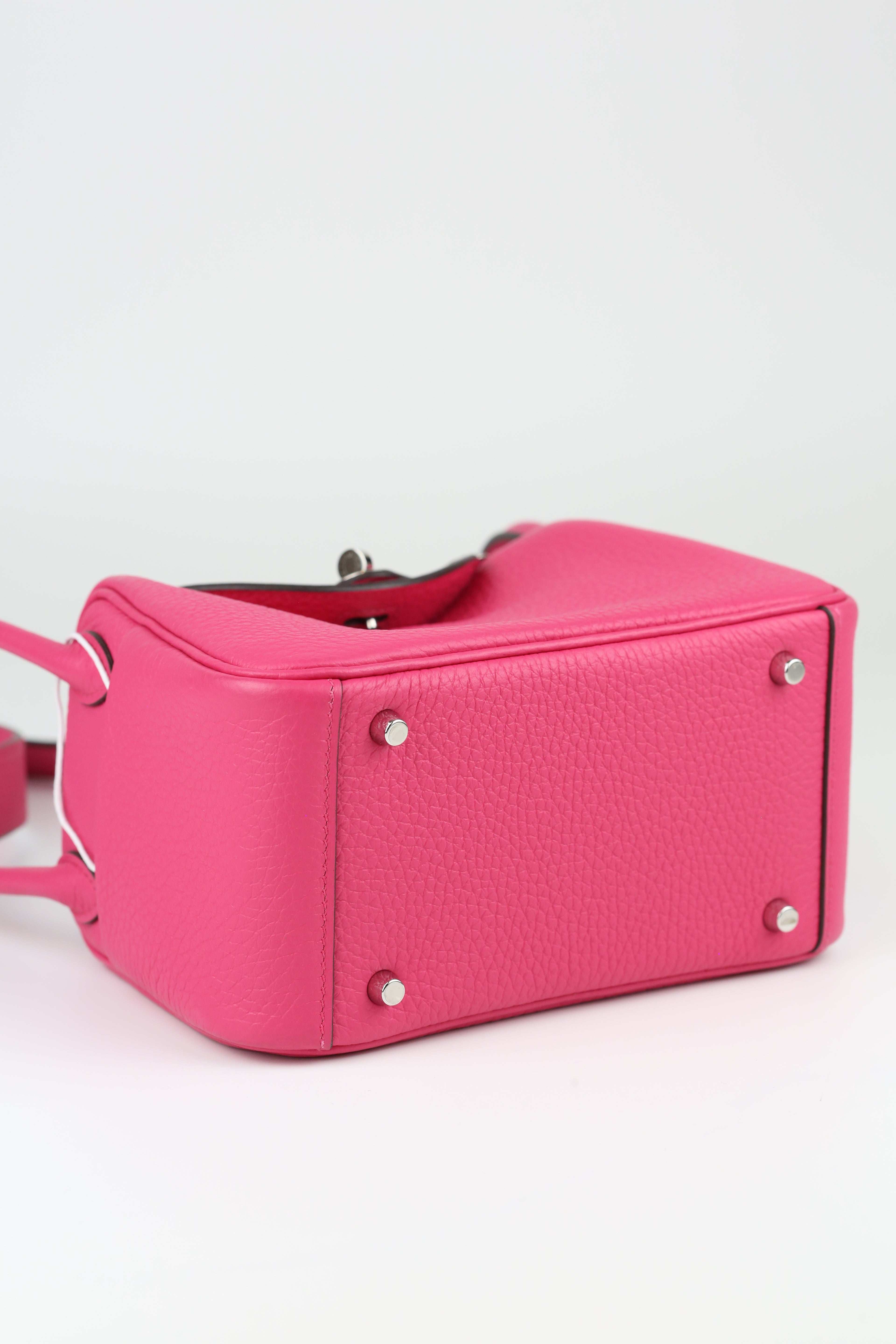 Hermes Rose Shocking Mini Lindy