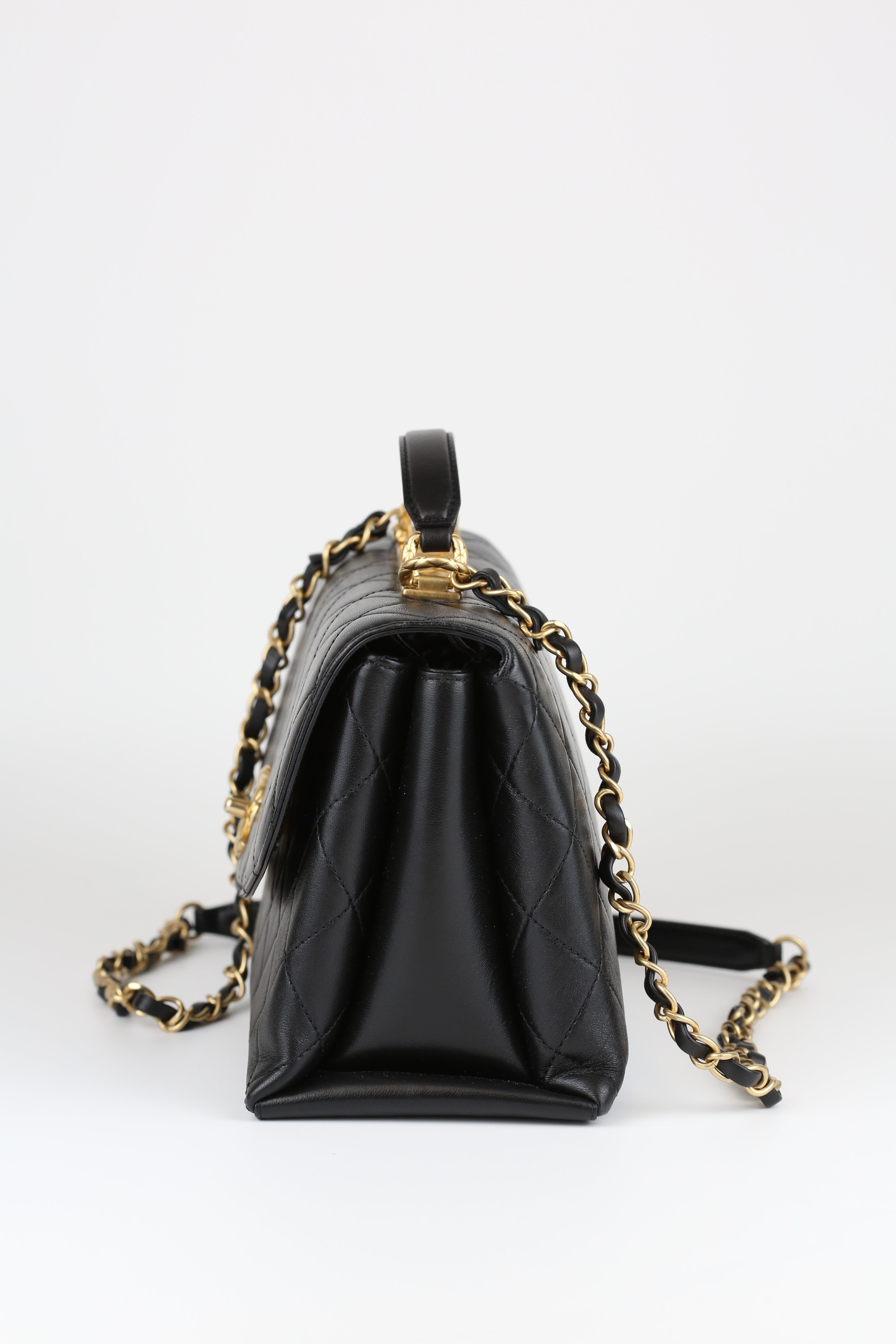 Chanel Handle with Chain Black & Gold
