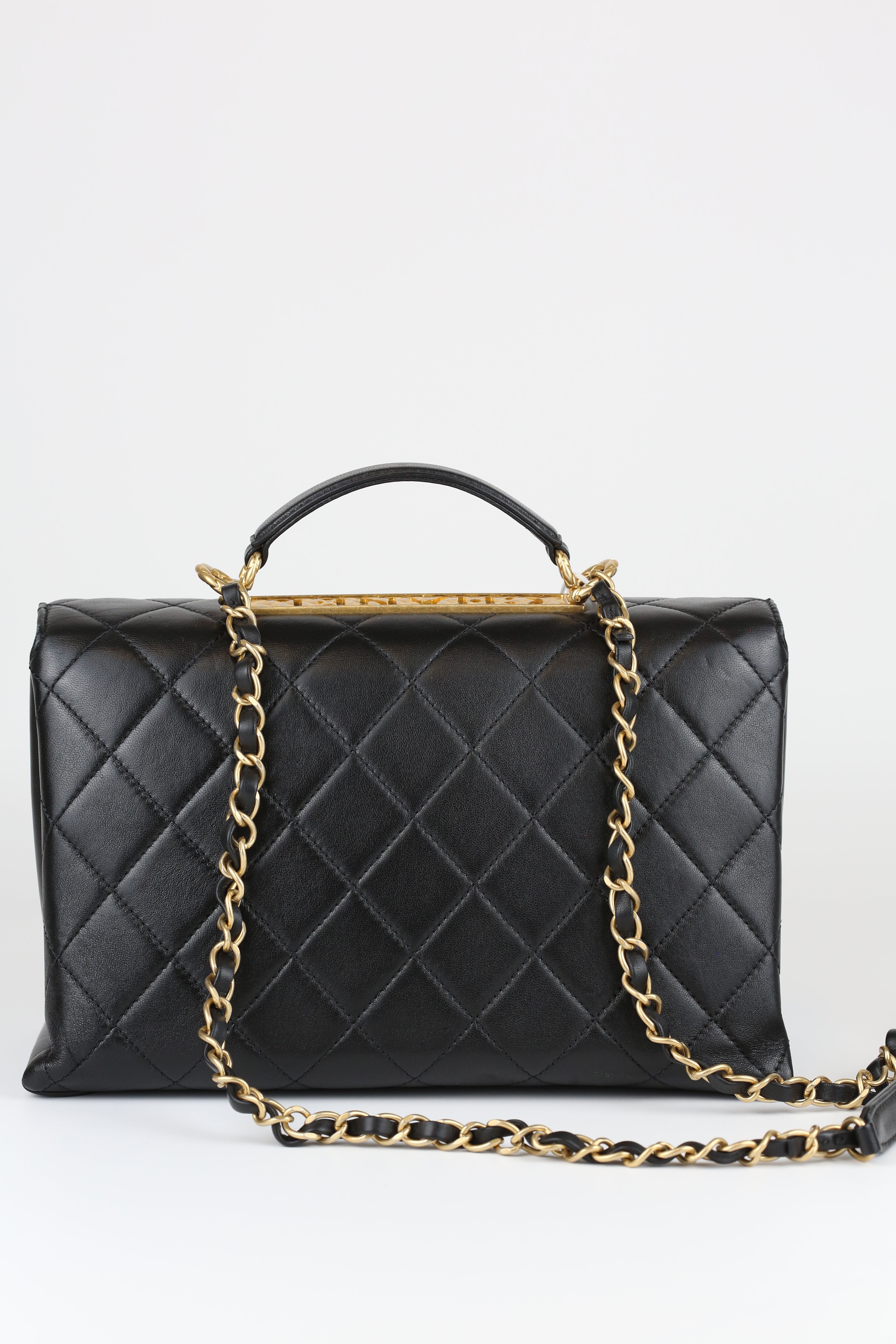 Chanel Handle with Chain Black & Gold