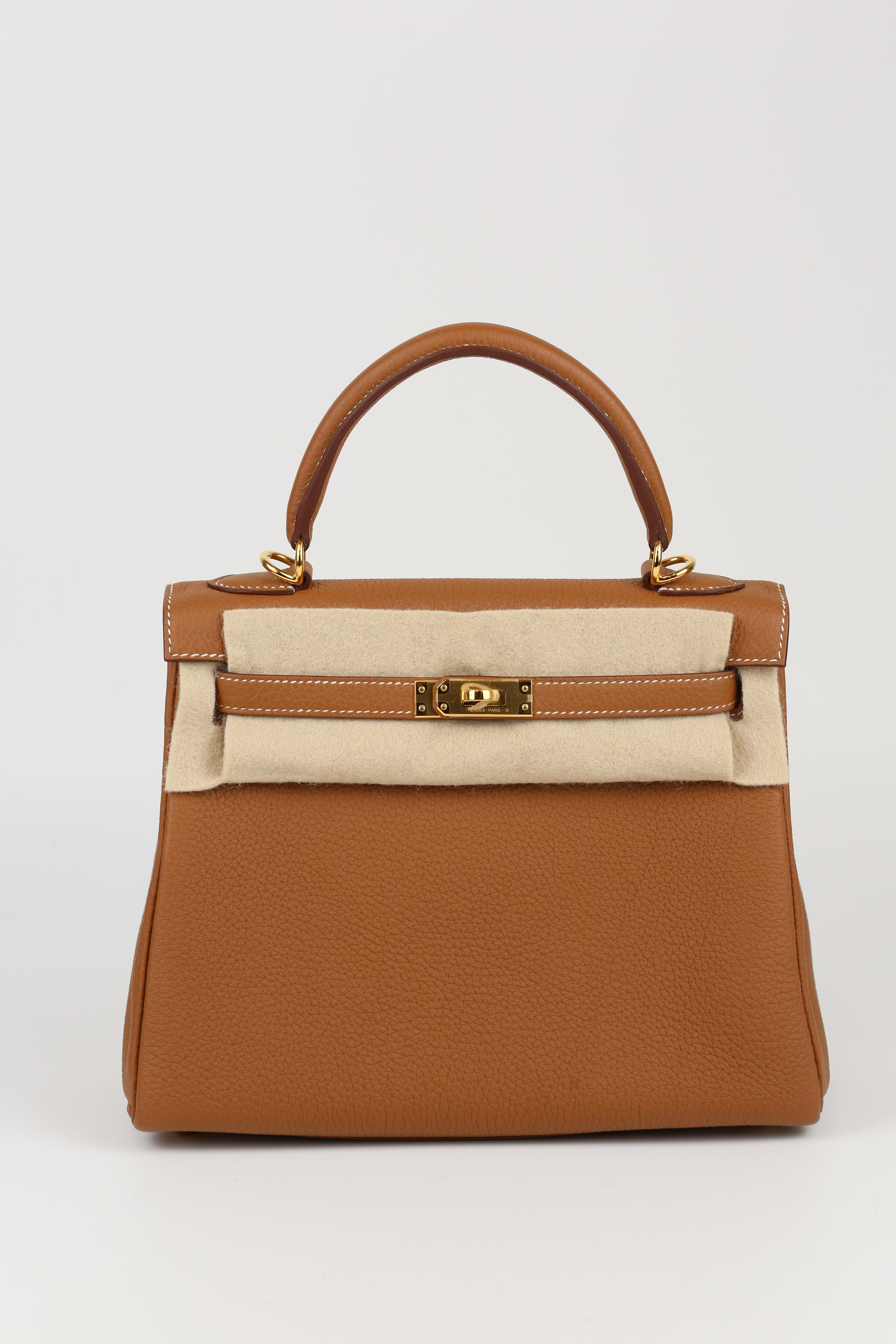 HERMÈS KELLY25 GOLD TOGO Z STAMP