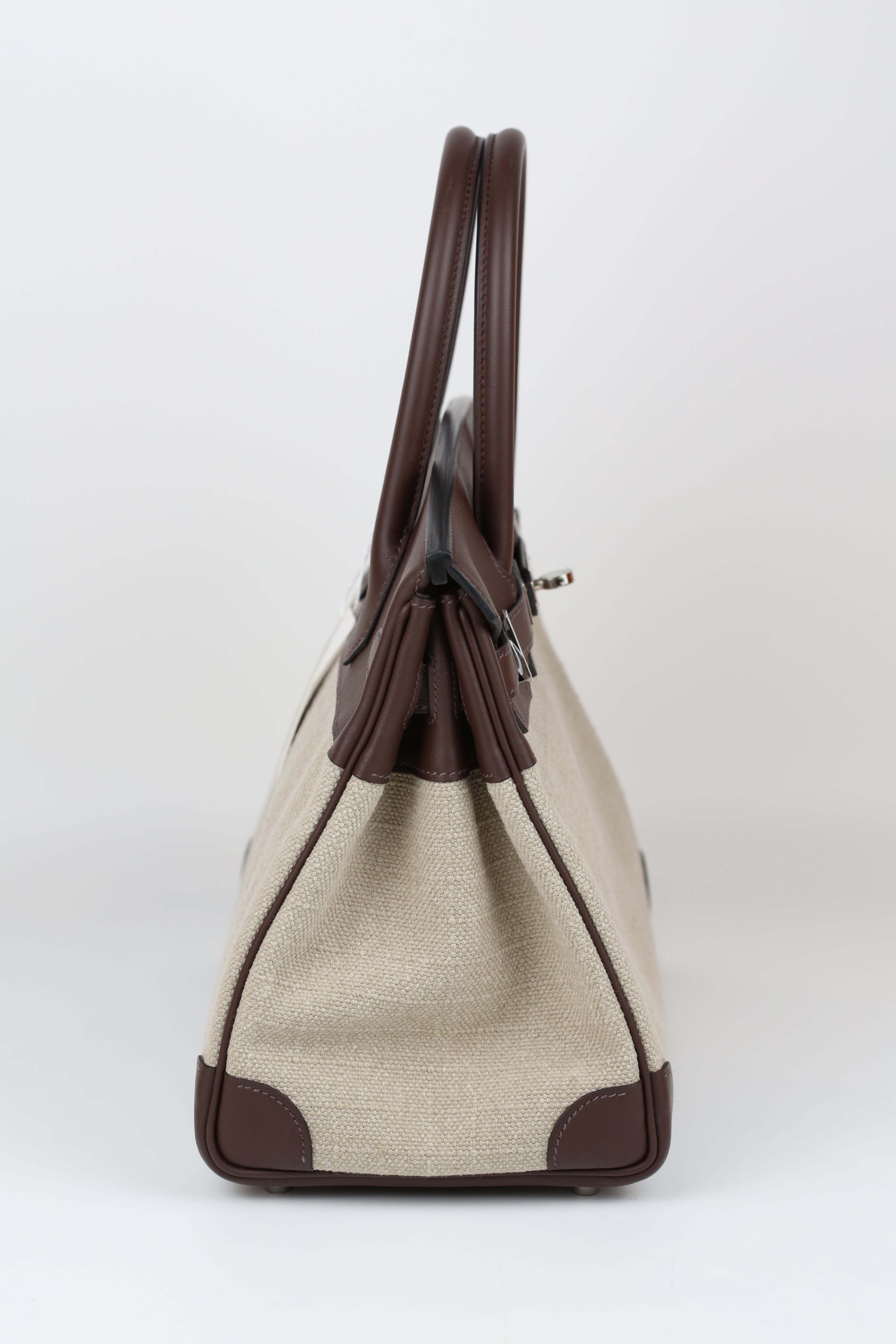 HERMÈS BIRKIN30 MOKA CANVAS SILVER