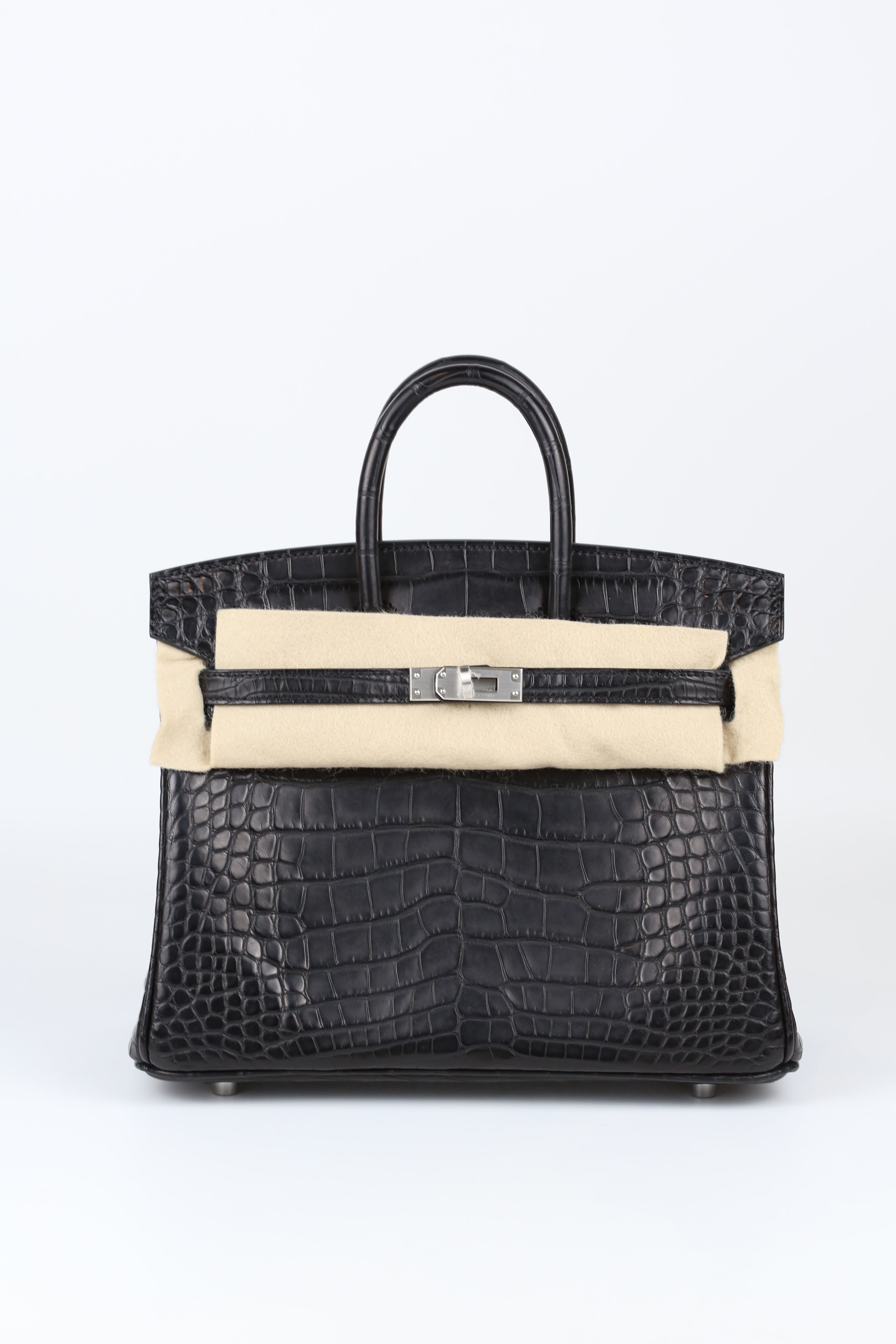 HERMÈS BIRKIN25 ALLIGATOR BLACK SILVER