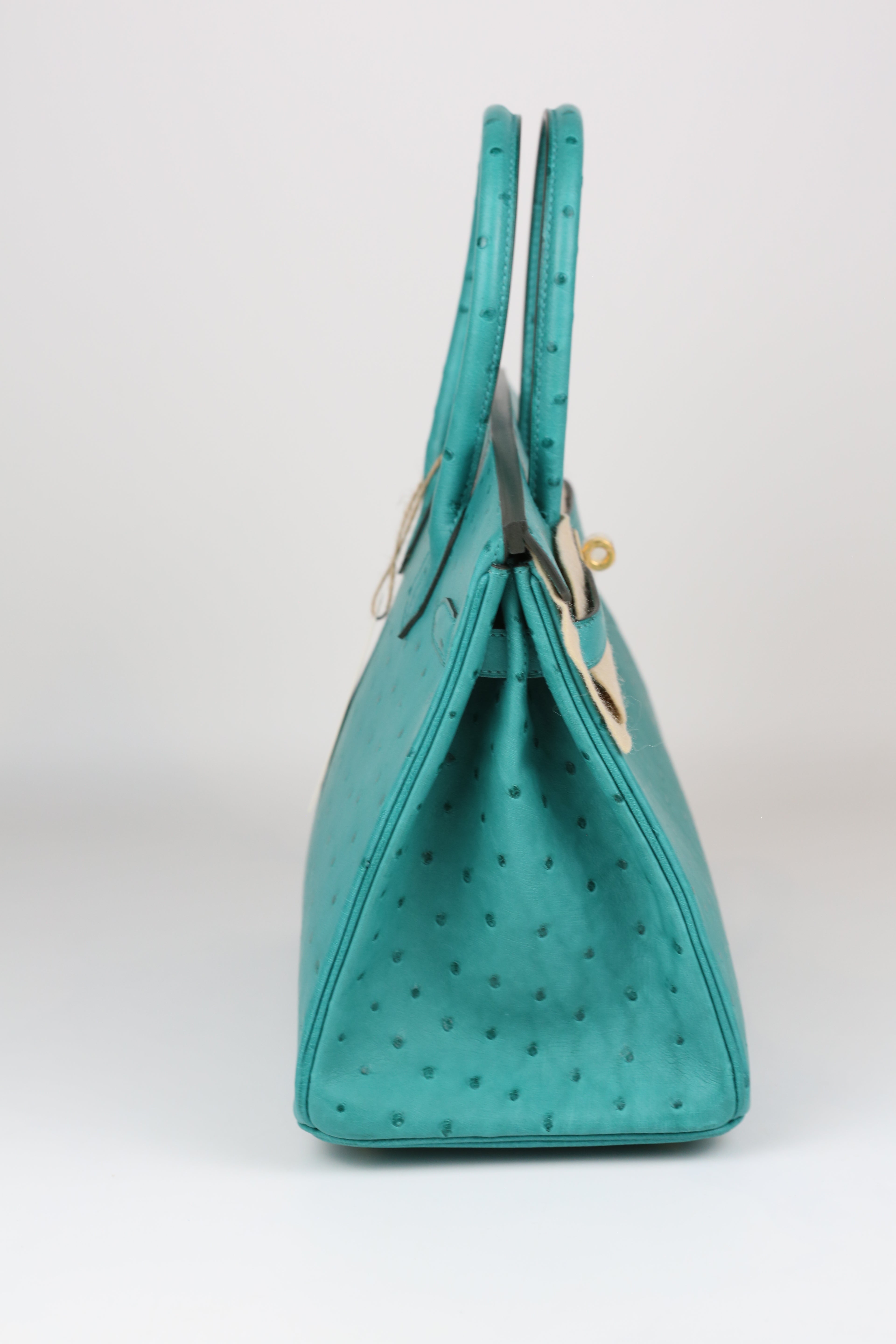HERMÈS BIRKIN30 OSTRICH VERT VERONE GOLD D STAMP