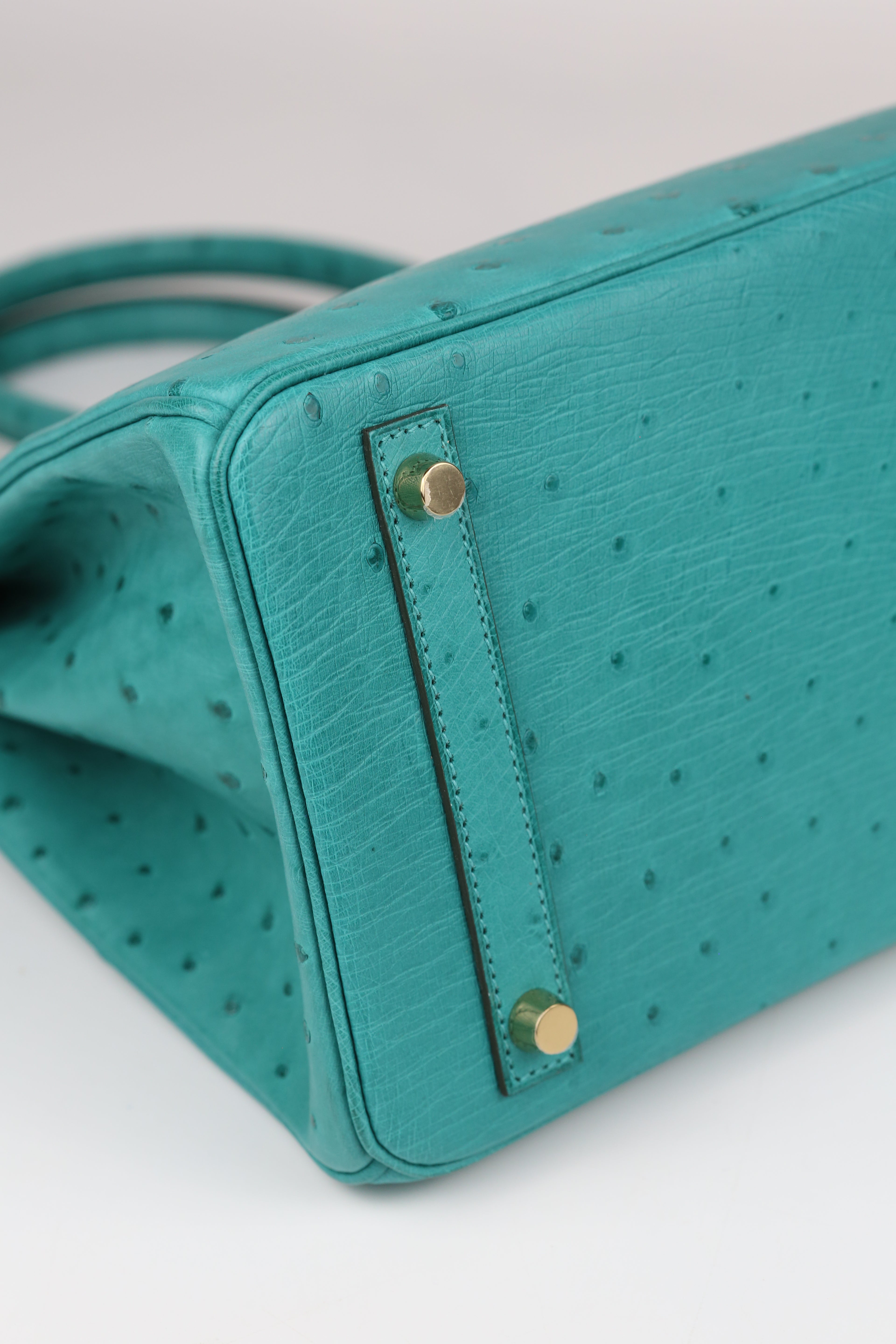 HERMÈS BIRKIN30 OSTRICH VERT VERONE GOLD D STAMP