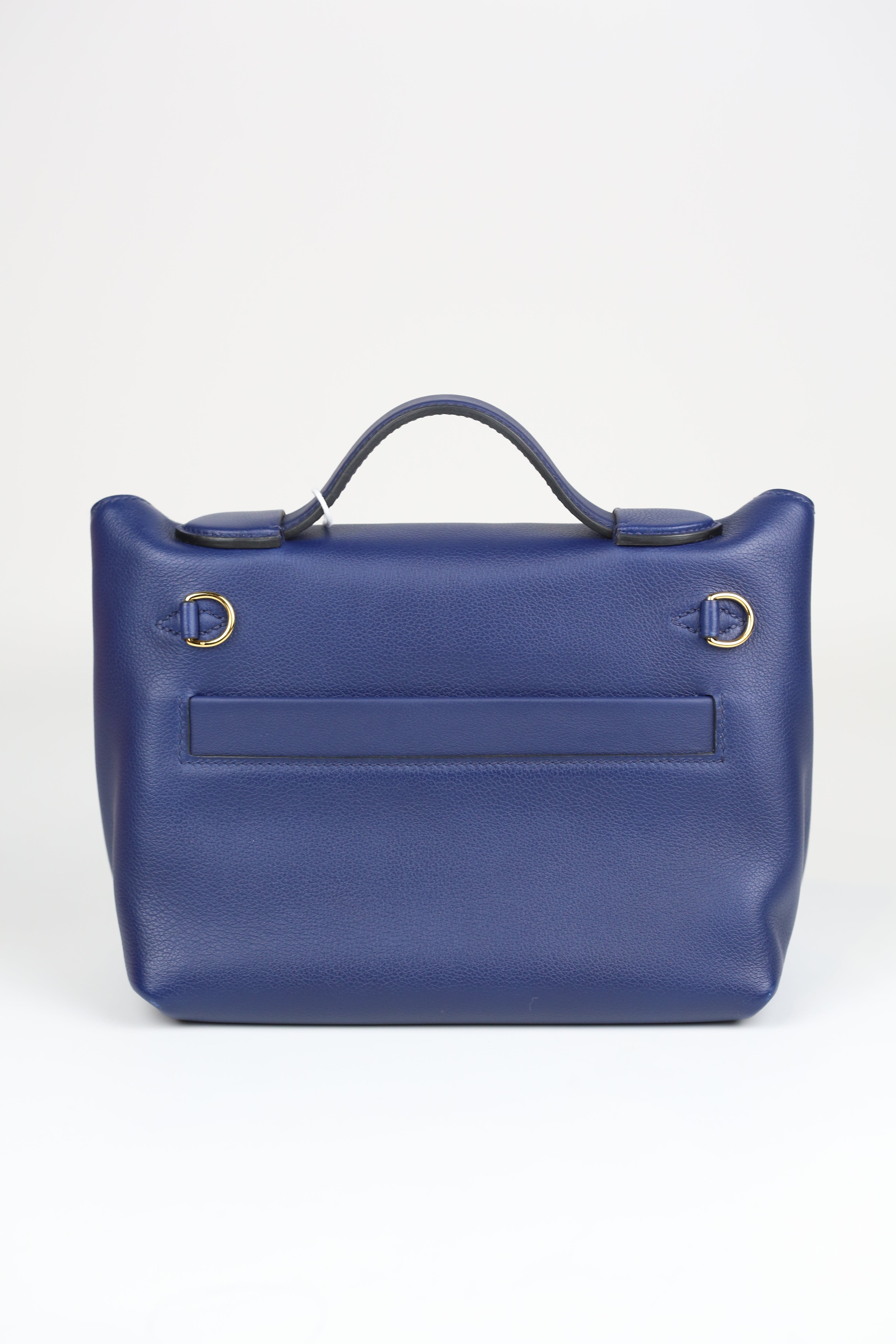 HERMÈS MINI2424 BLEU SAPHIR EVERCOLOR GOLD U STAMP