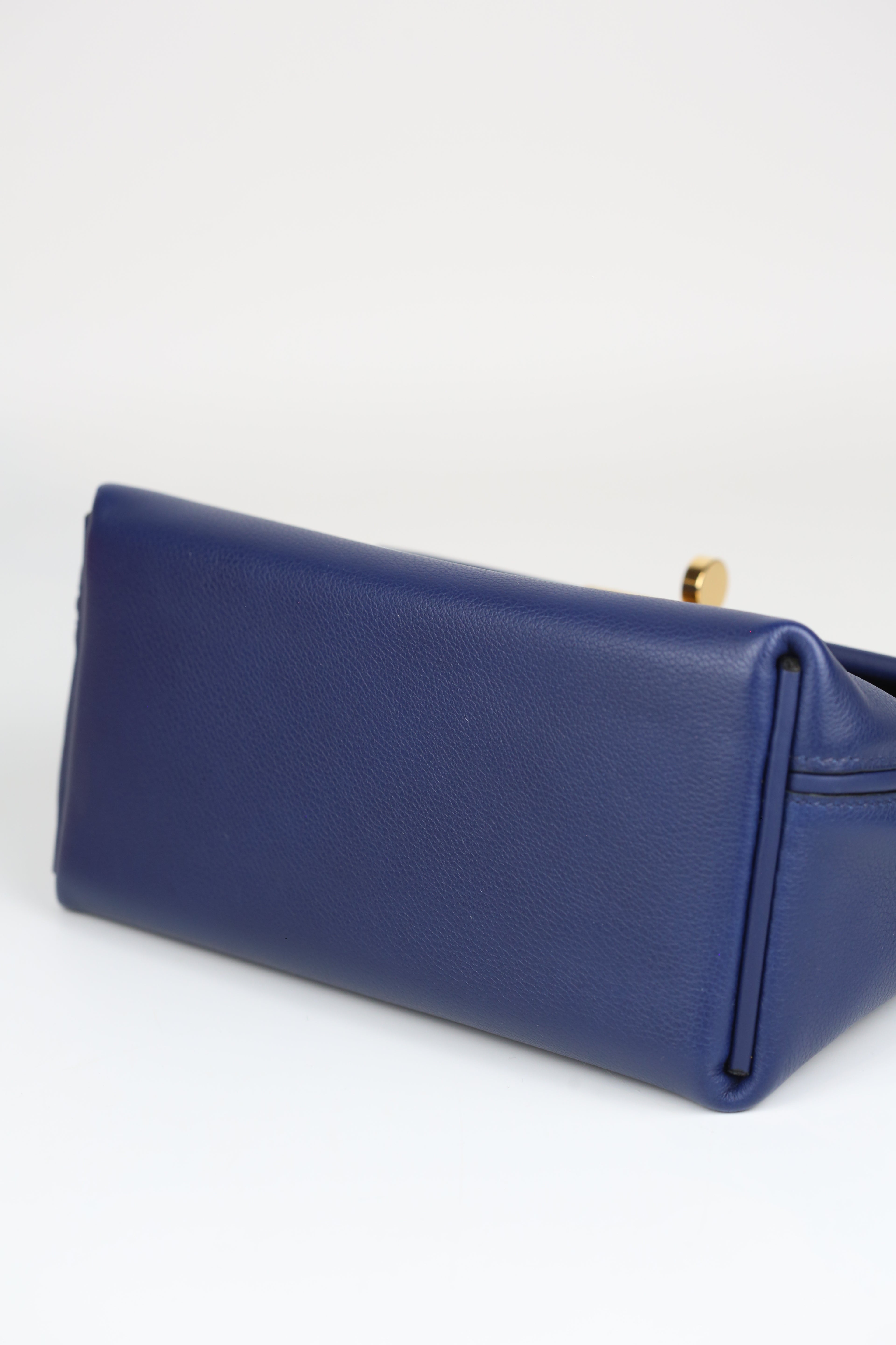 HERMÈS MINI2424 BLEU SAPHIR EVERCOLOR GOLD U STAMP