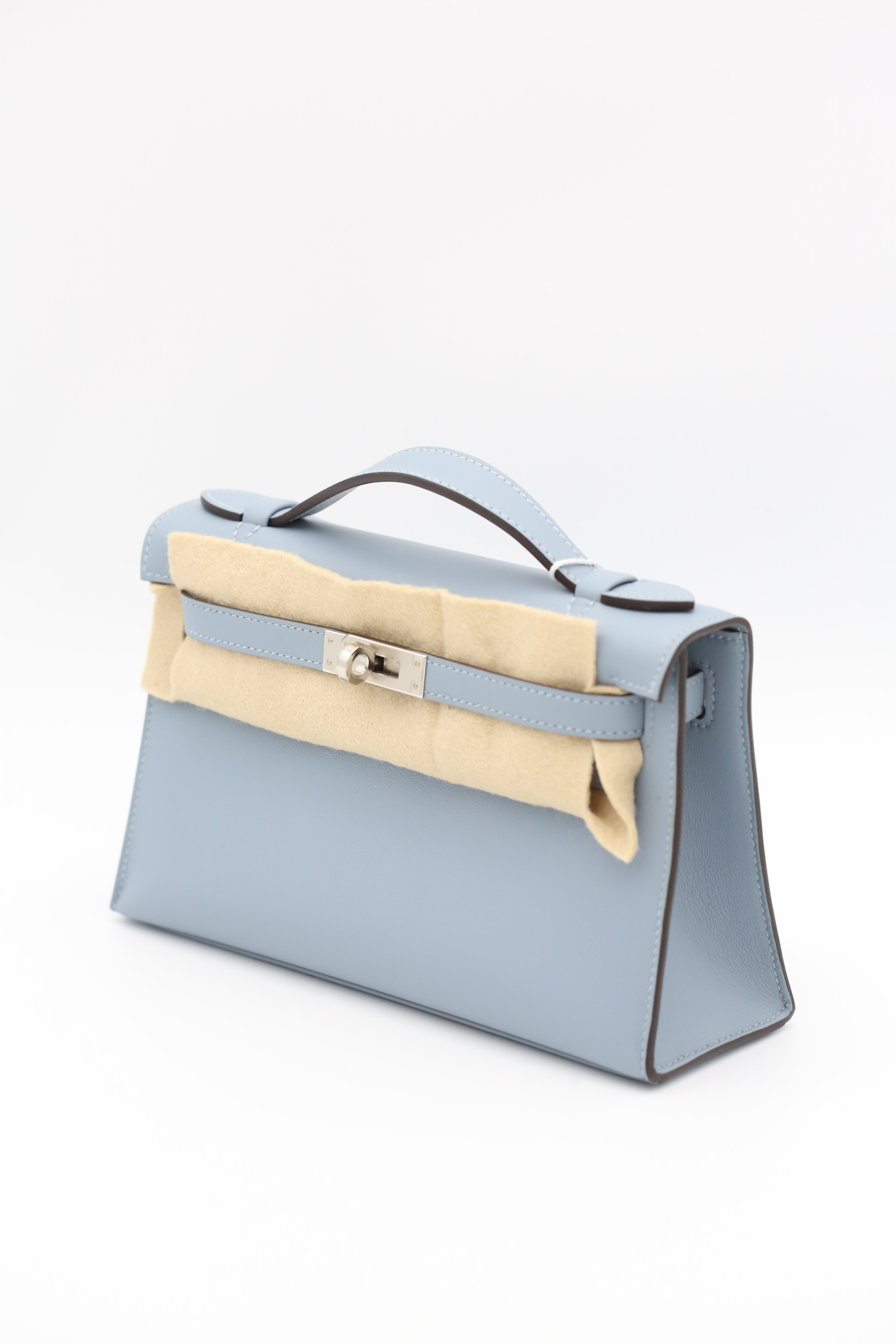 HERMÈS Mini Kelly Pochette J7 Blue Lin