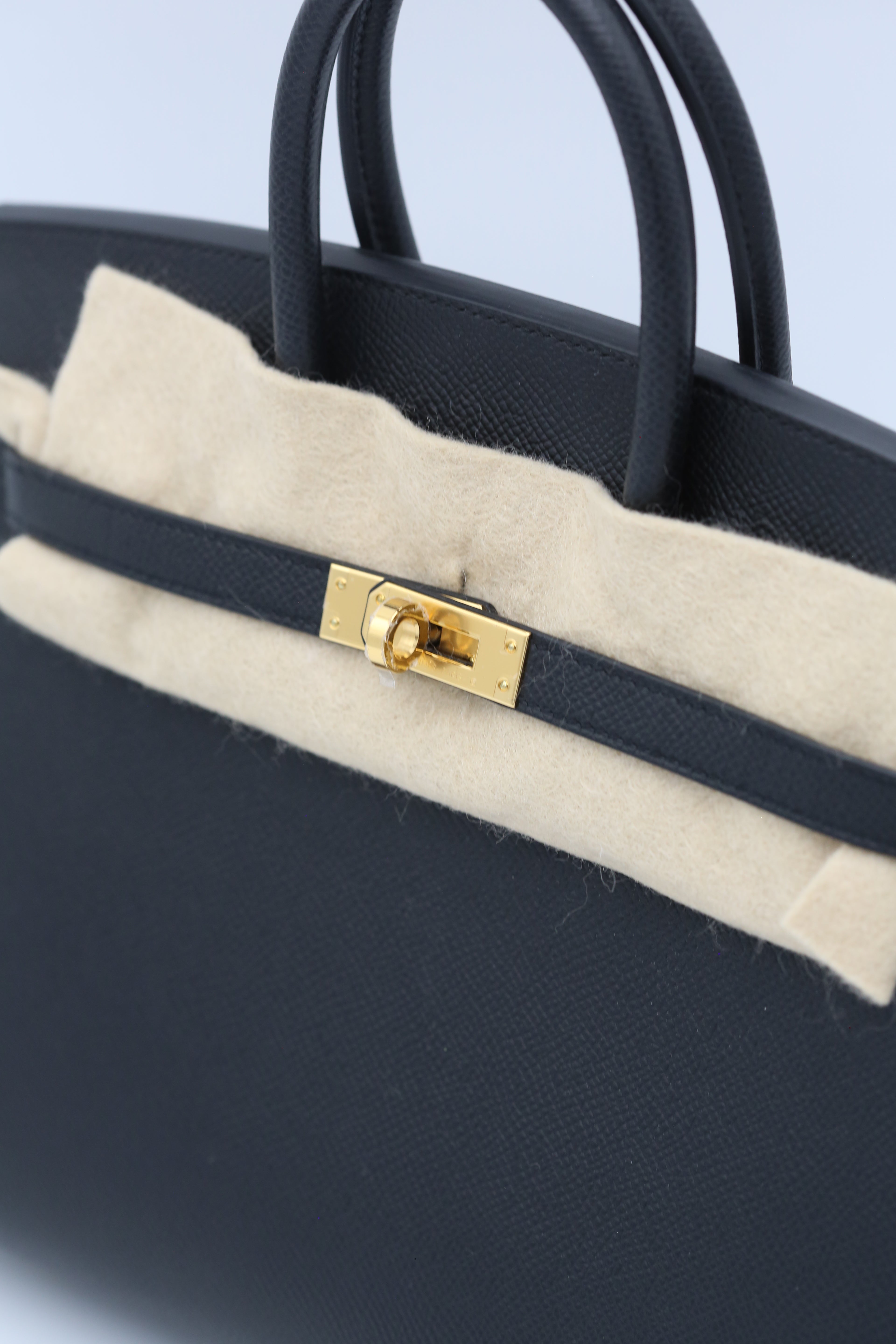 HERMÈS BIRKIN25 SELLIER BLACK EPSOM GOLD K STAMP