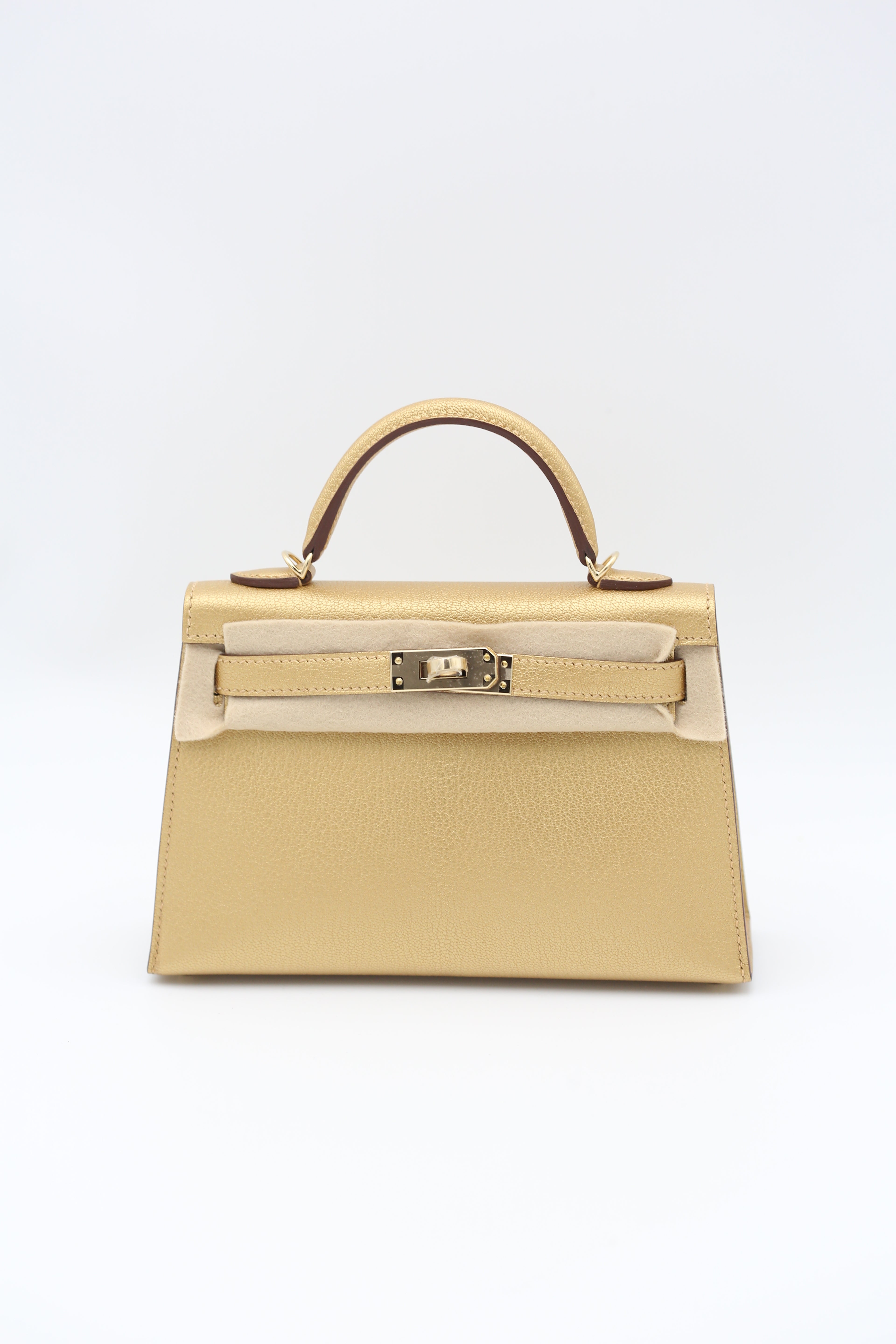 HERMÈS MINI KELLY II METALLIC GOLD K STAMP