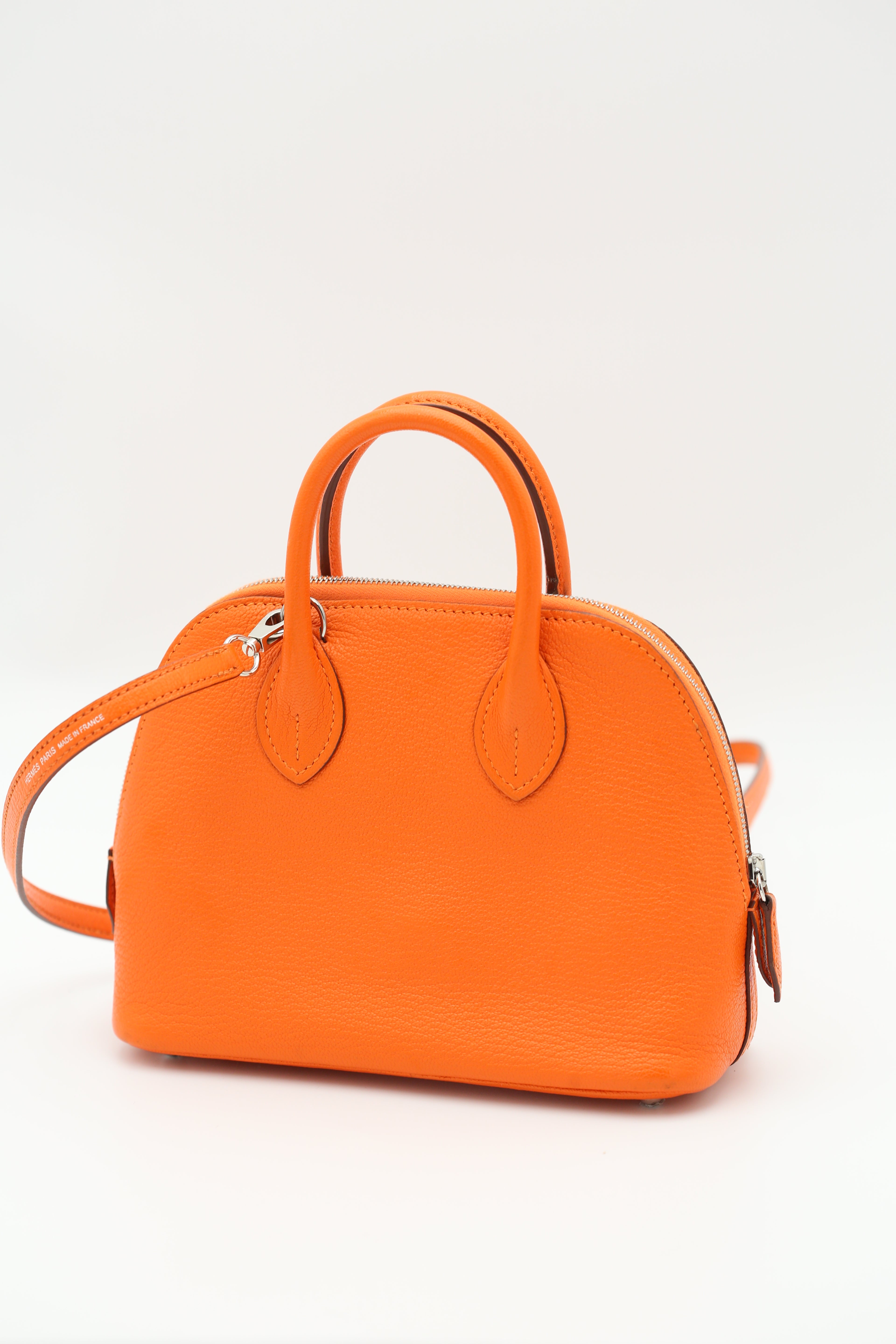 HERMÈS MINI BOLIDE ORANGE SILVER B STAMP