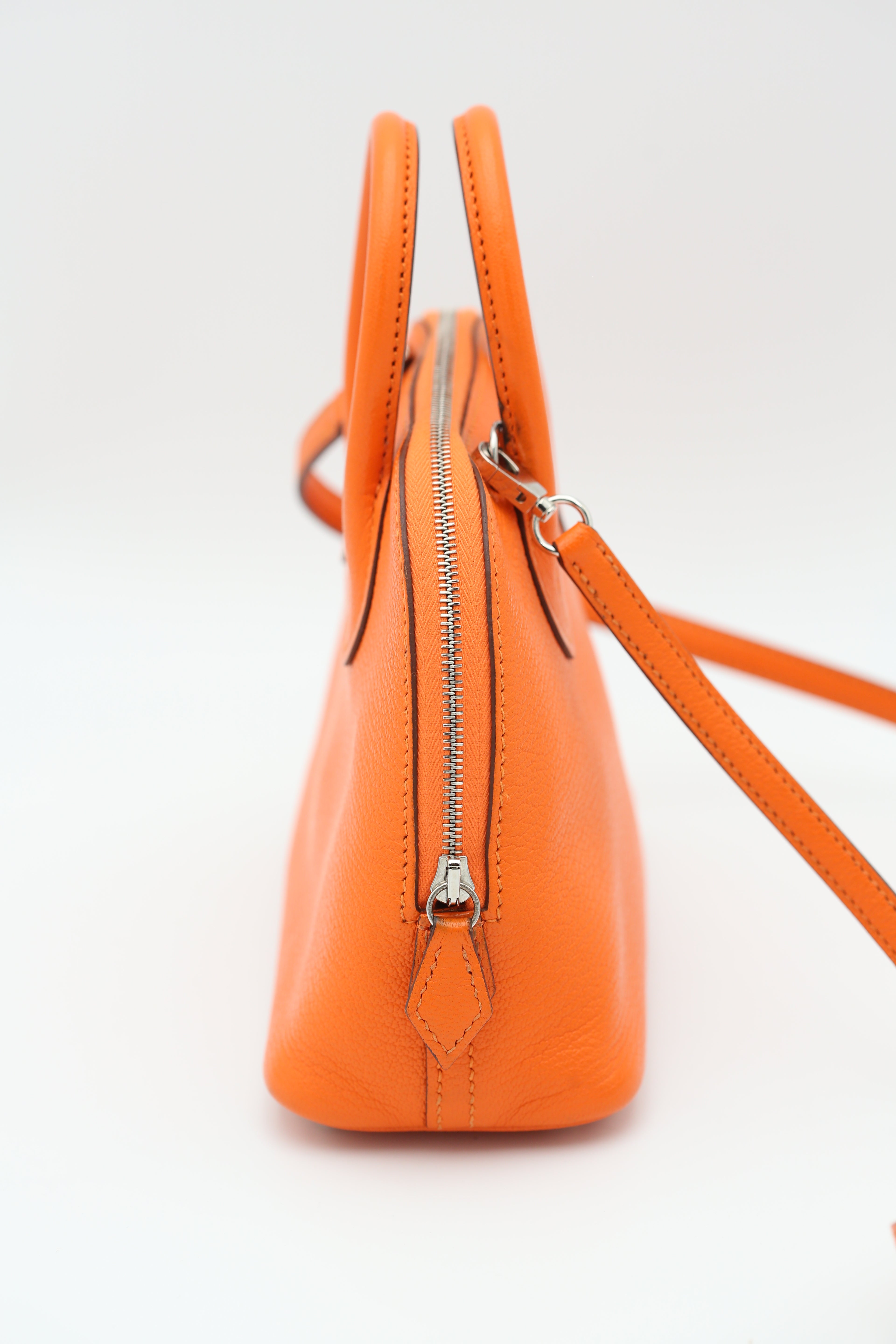 HERMÈS MINI BOLIDE ORANGE SILVER B STAMP