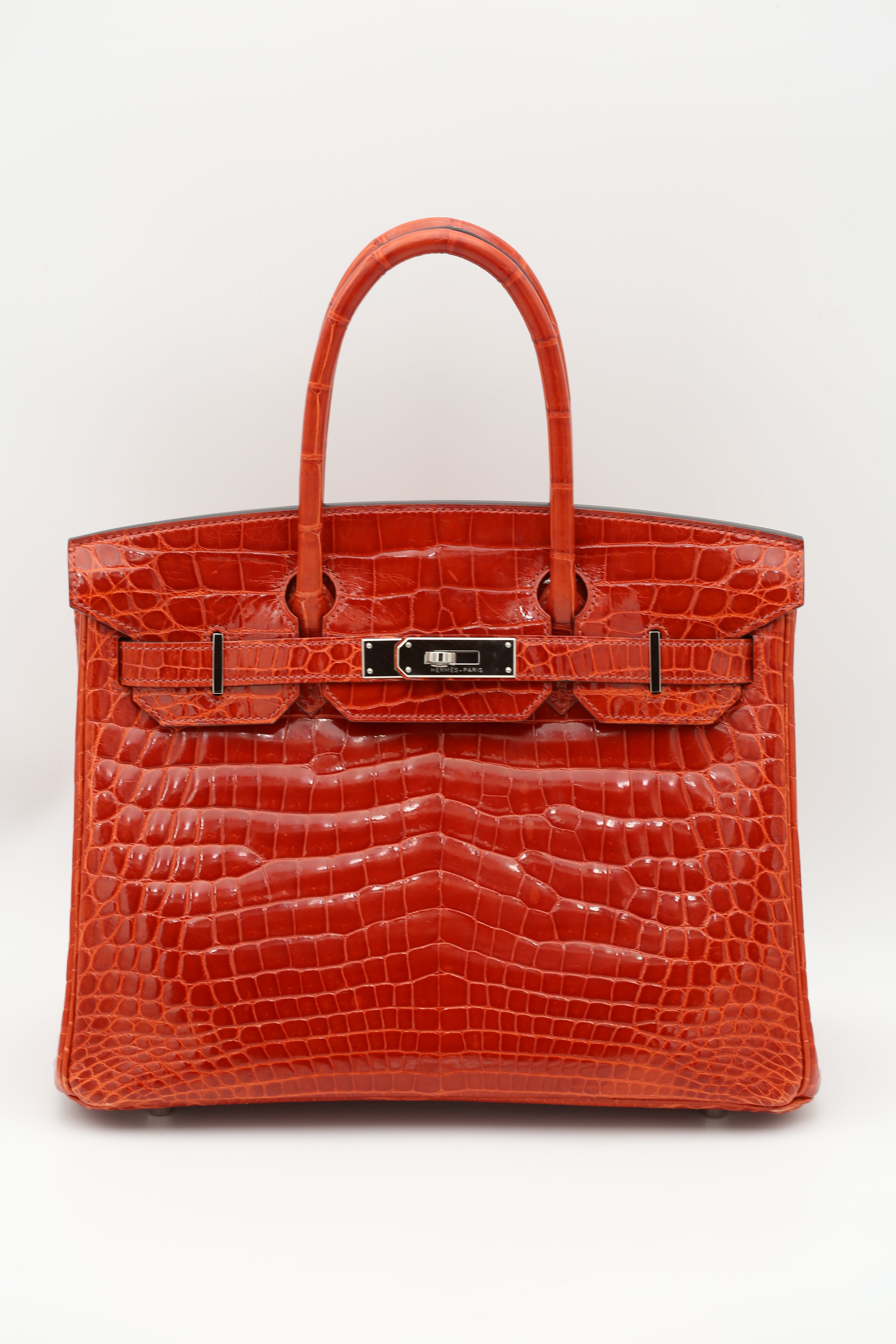 HERMÈS BIRKIN30 RED NILOTICUS CROCODILE SILVER