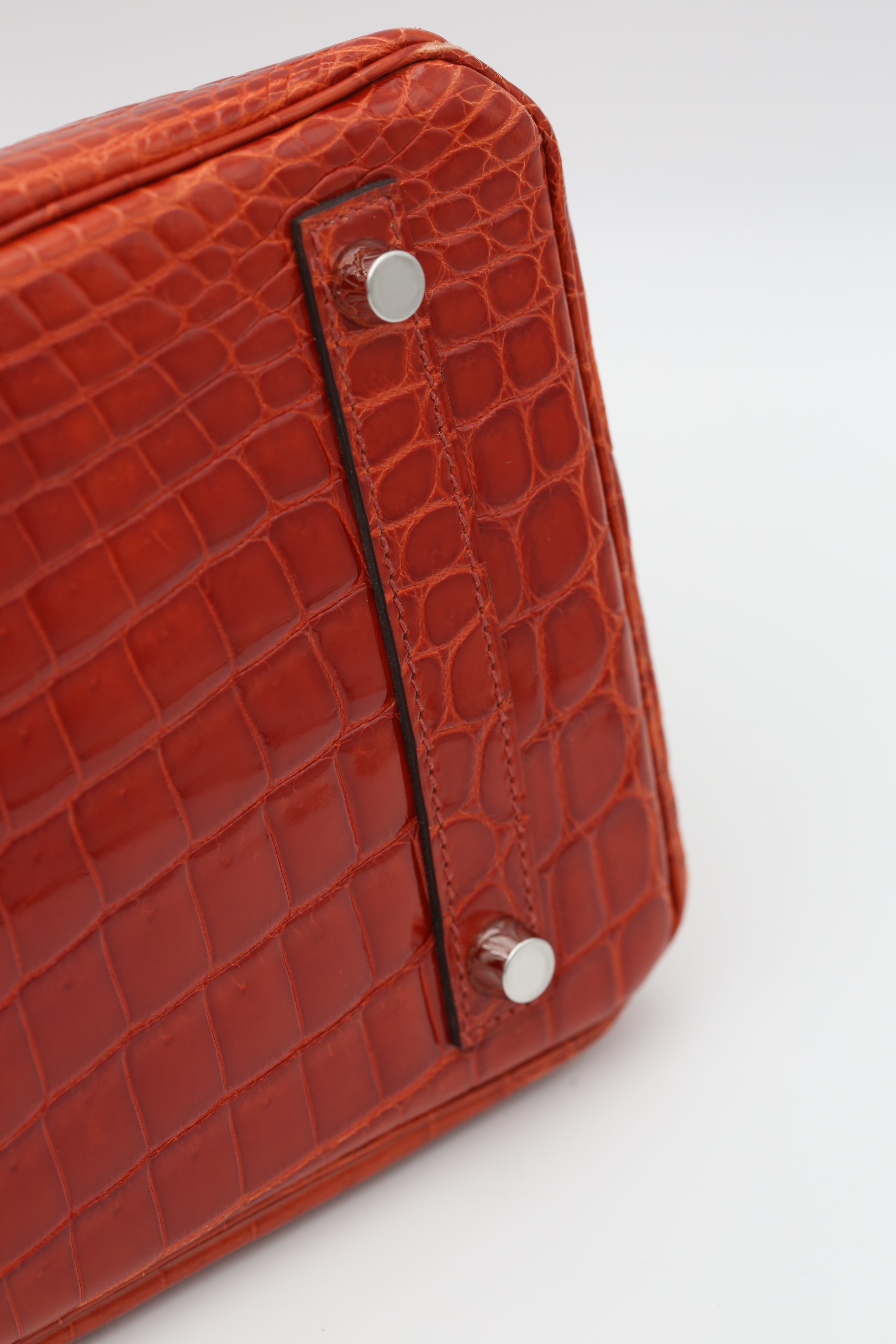 HERMÈS BIRKIN30 RED NILOTICUS CROCODILE SILVER