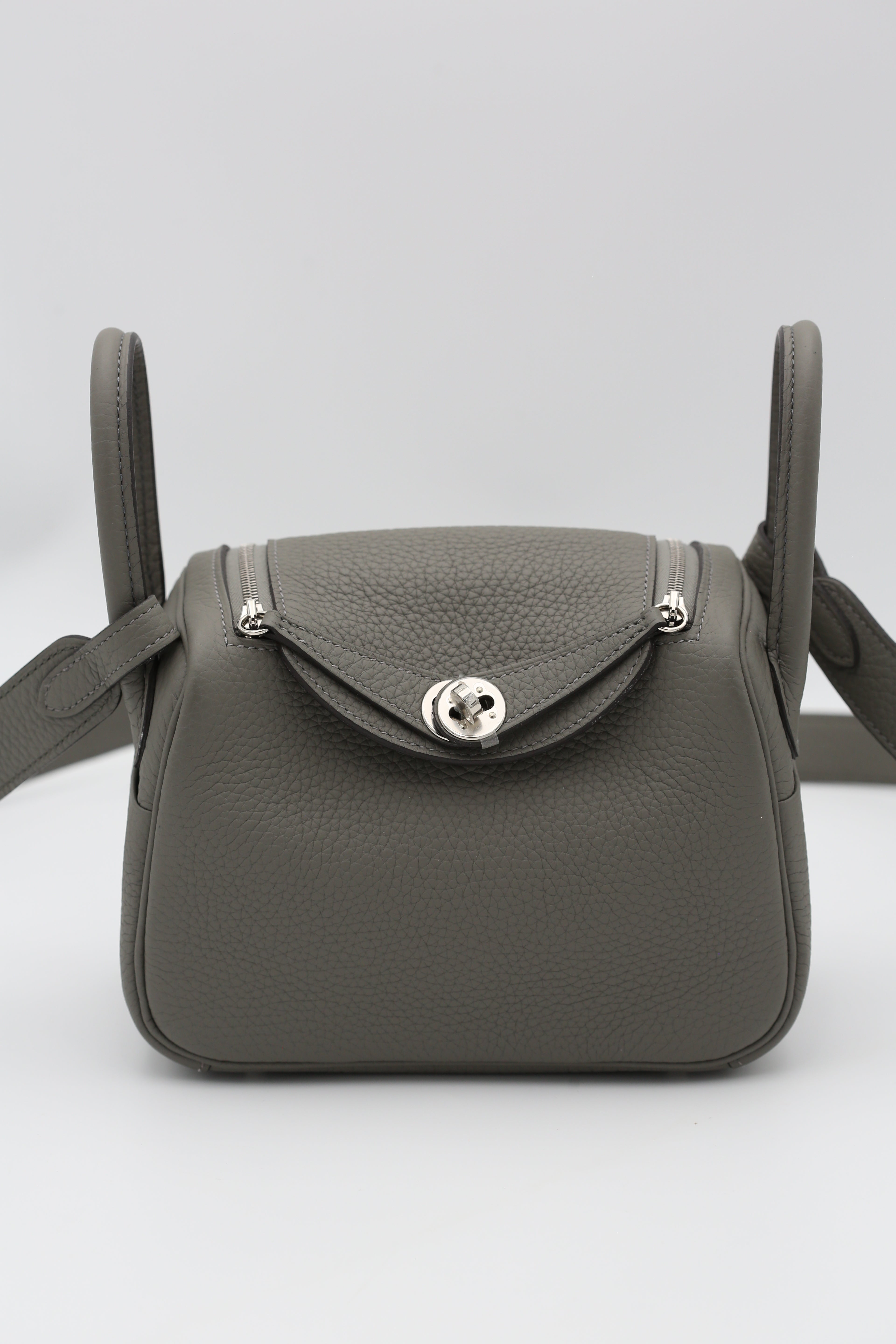 HERMÈS MINI LINDY GREY SILVER U STAMP