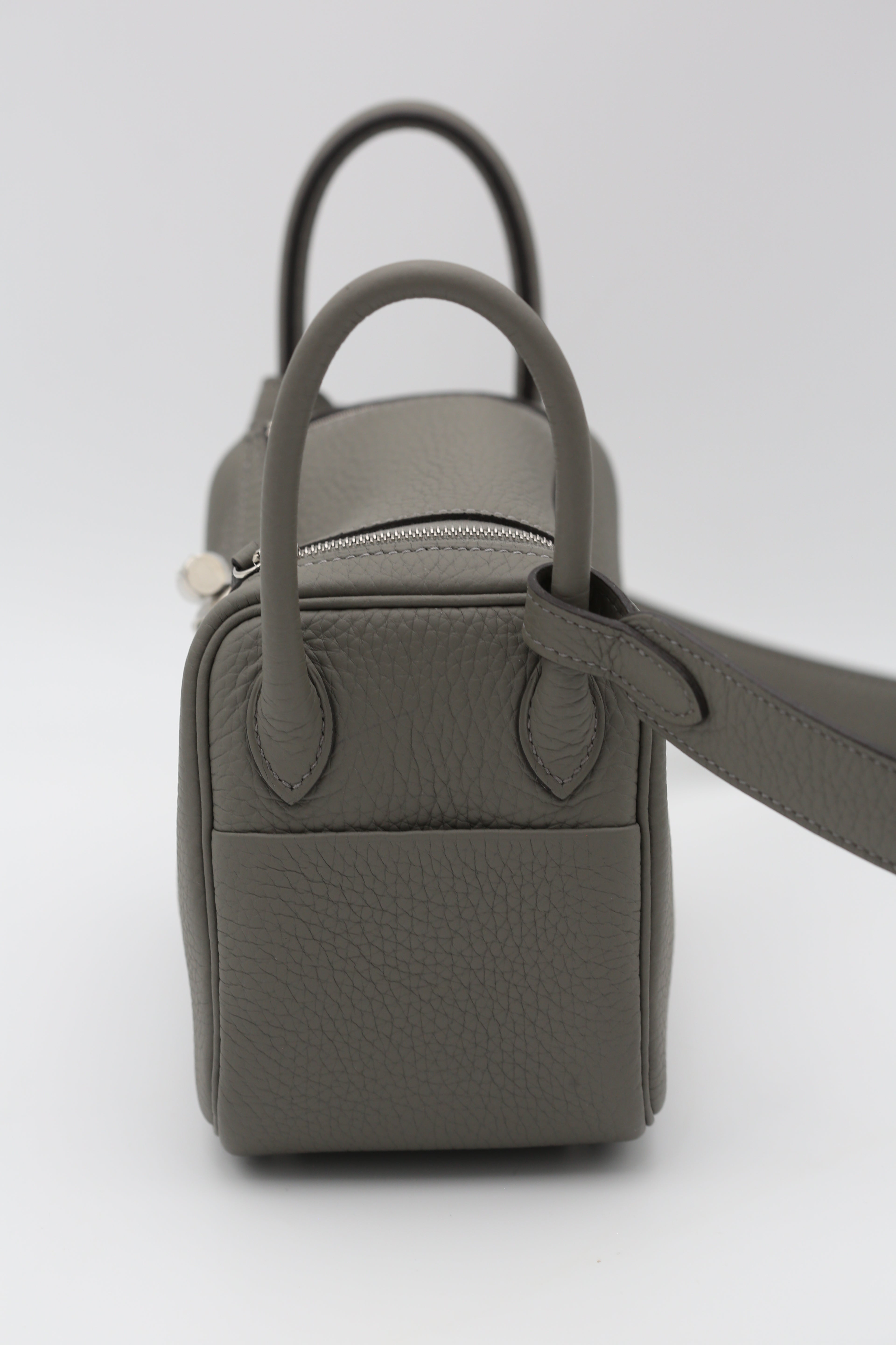 HERMÈS MINI LINDY ETAIN SILVER HARDWARE U STAMP