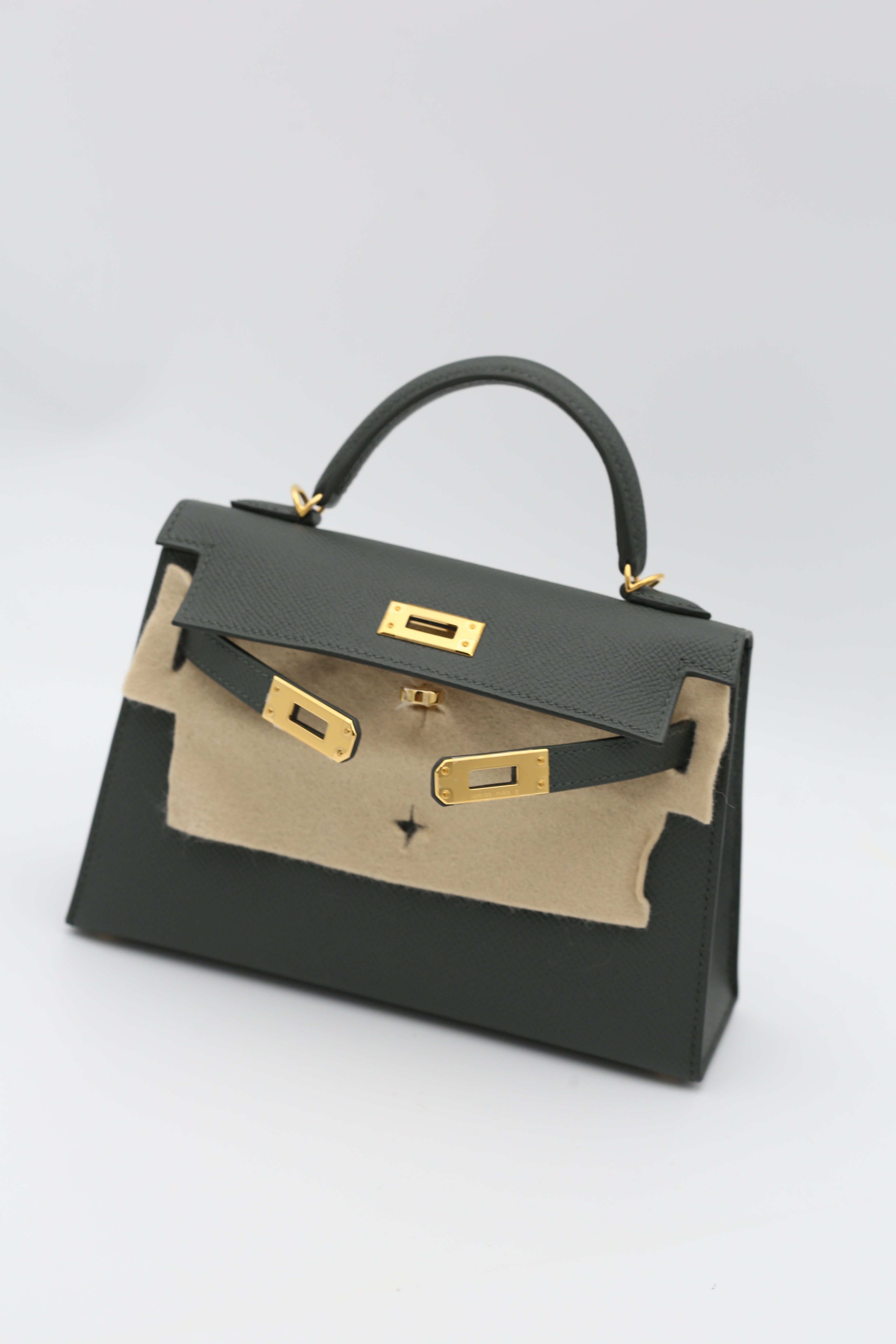 HERMÈS MINI KELLY II SELLIER VERT MANGROVE EPSOM K STAMP