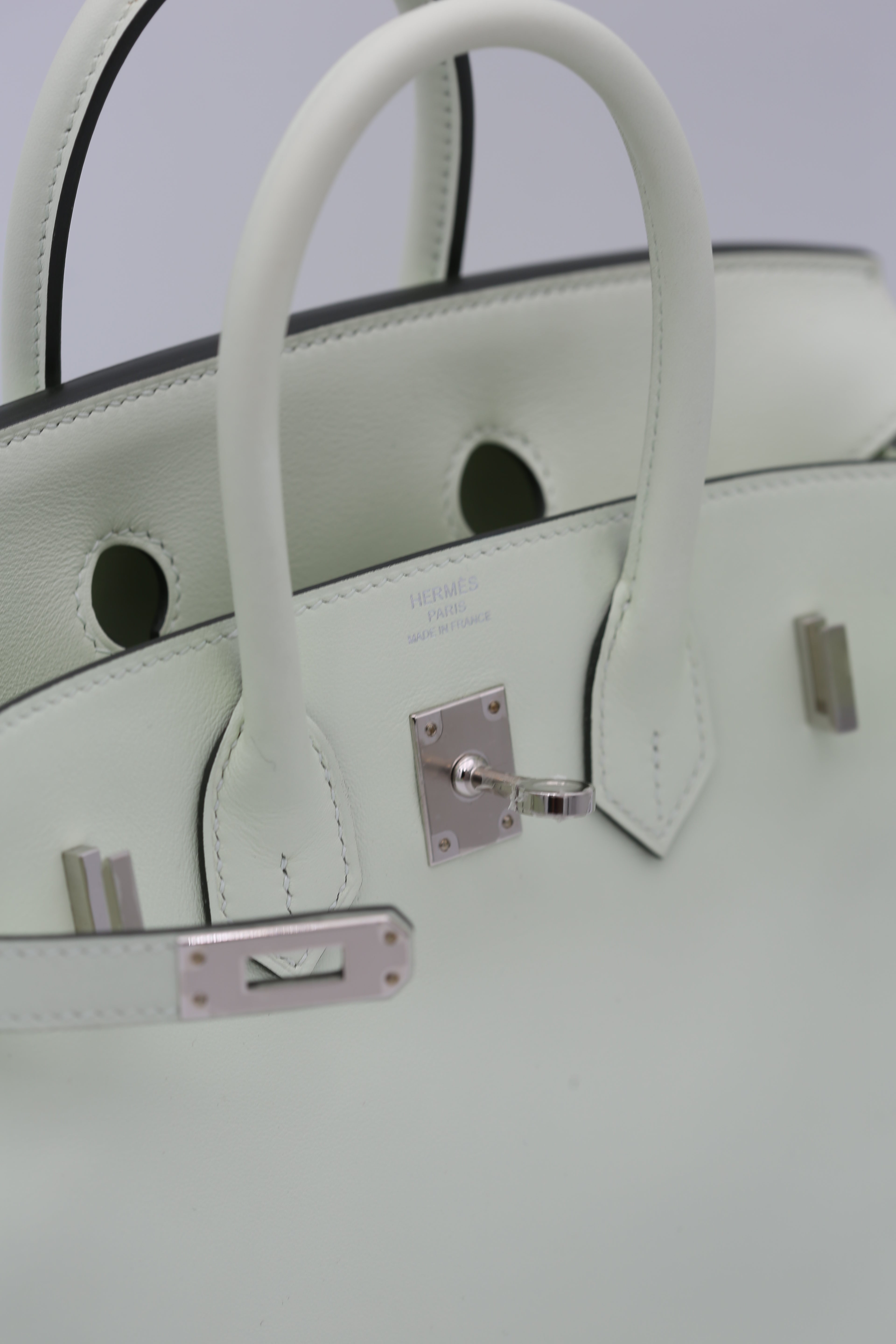 HERMÈS BIRKIN25 VERT BUBBLEGUM SILVER SWIFT B STAMP