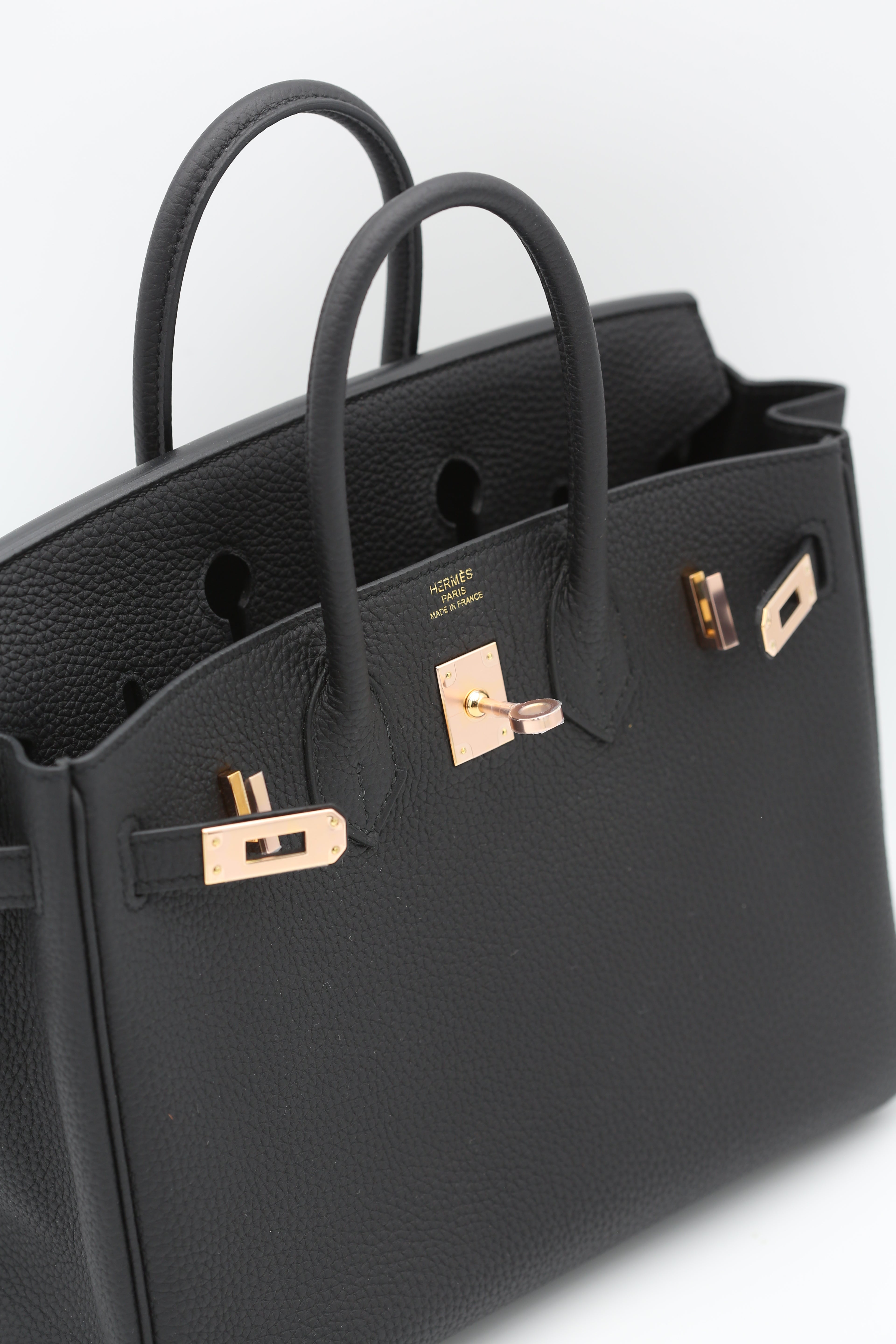 HERMÈS BIRKIN25 BLACK ROSE GOLD TOGO D STAMP