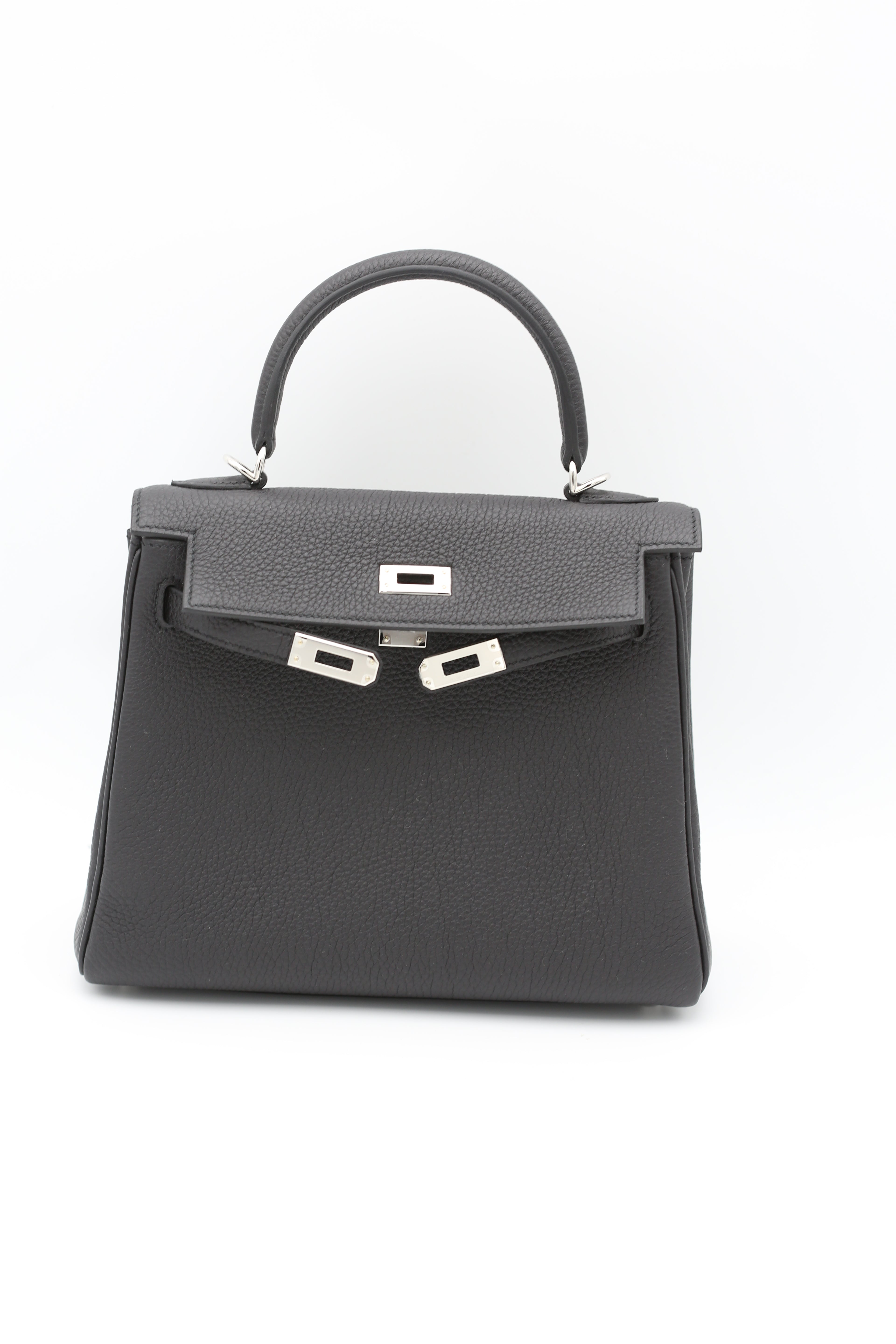 HERMÈS KELLY25 BLACK SILVER TOGO G STAMP