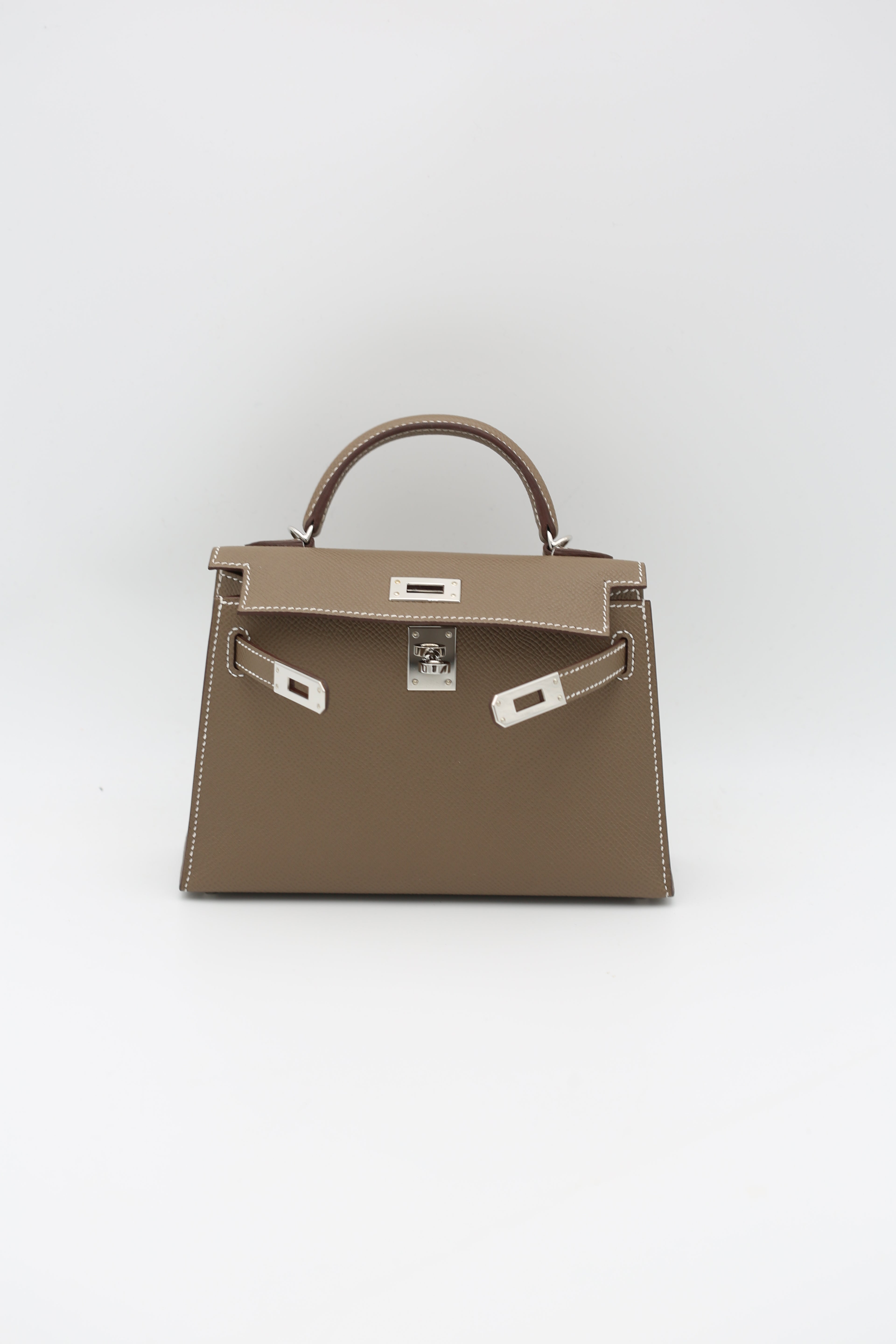 HERMÈS MINI KELLY II ETOUPE SILVER K STAMP