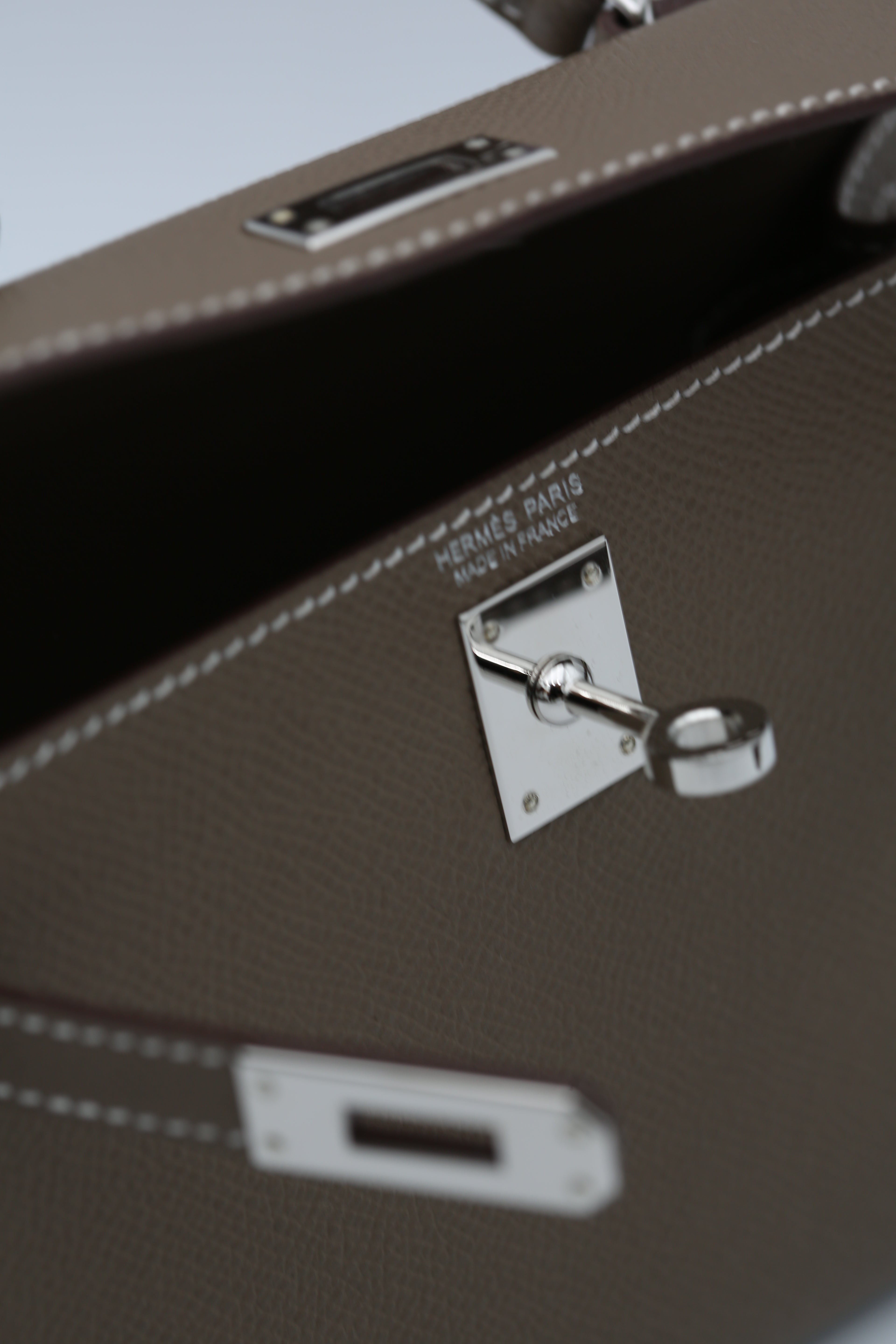 HERMÈS MINI KELLY II ETOUPE SILVER K STAMP