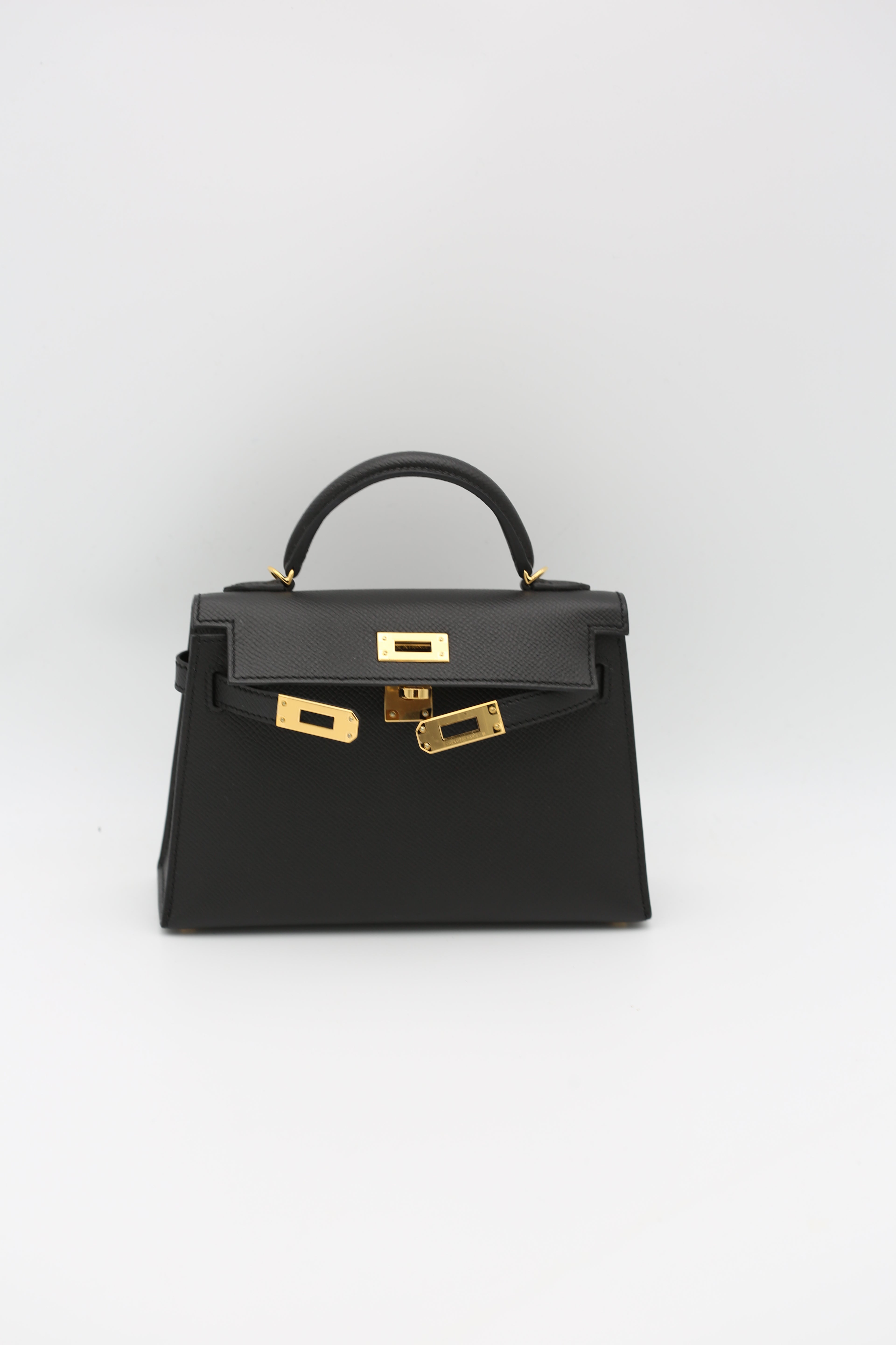 HERMÈS MINI KELLY II BLACK GOLD EPSOM B STAMP