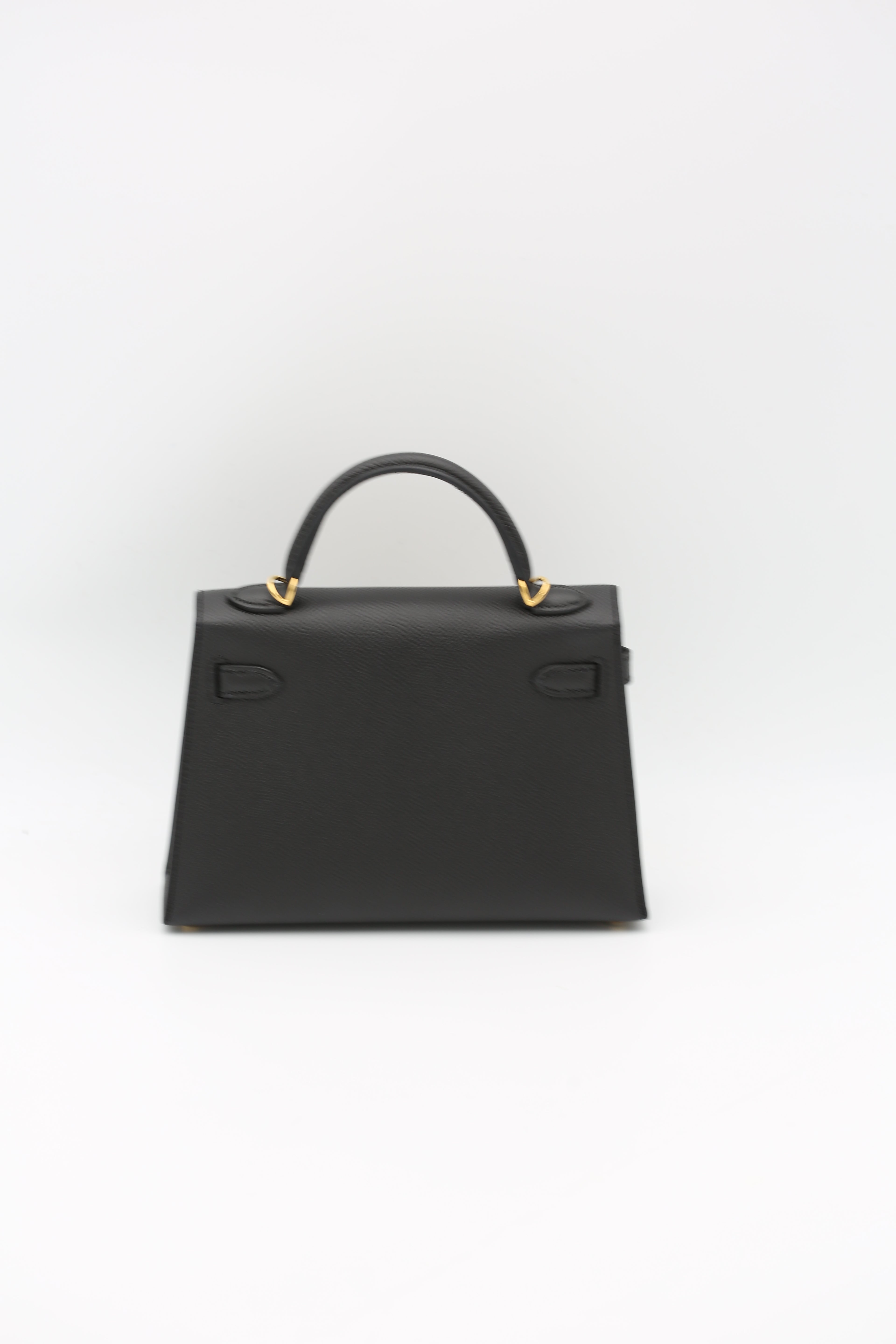 HERMÈS MINI KELLY II BLACK GOLD EPSOM B STAMP