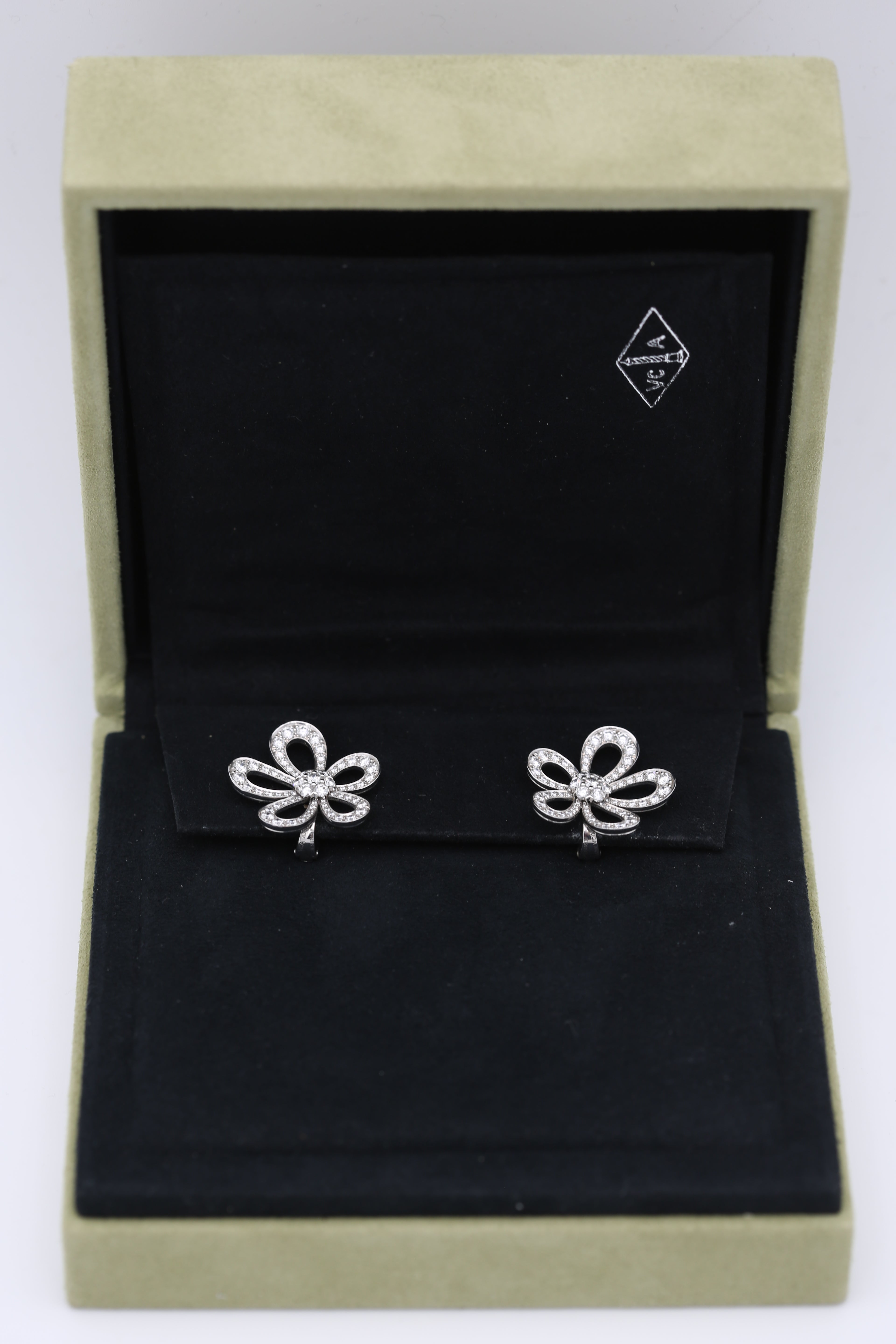 VAN CLEEF & ARPELS FLOWERLACE EARRINGS 18K WHITE GOLD DIAMONDS