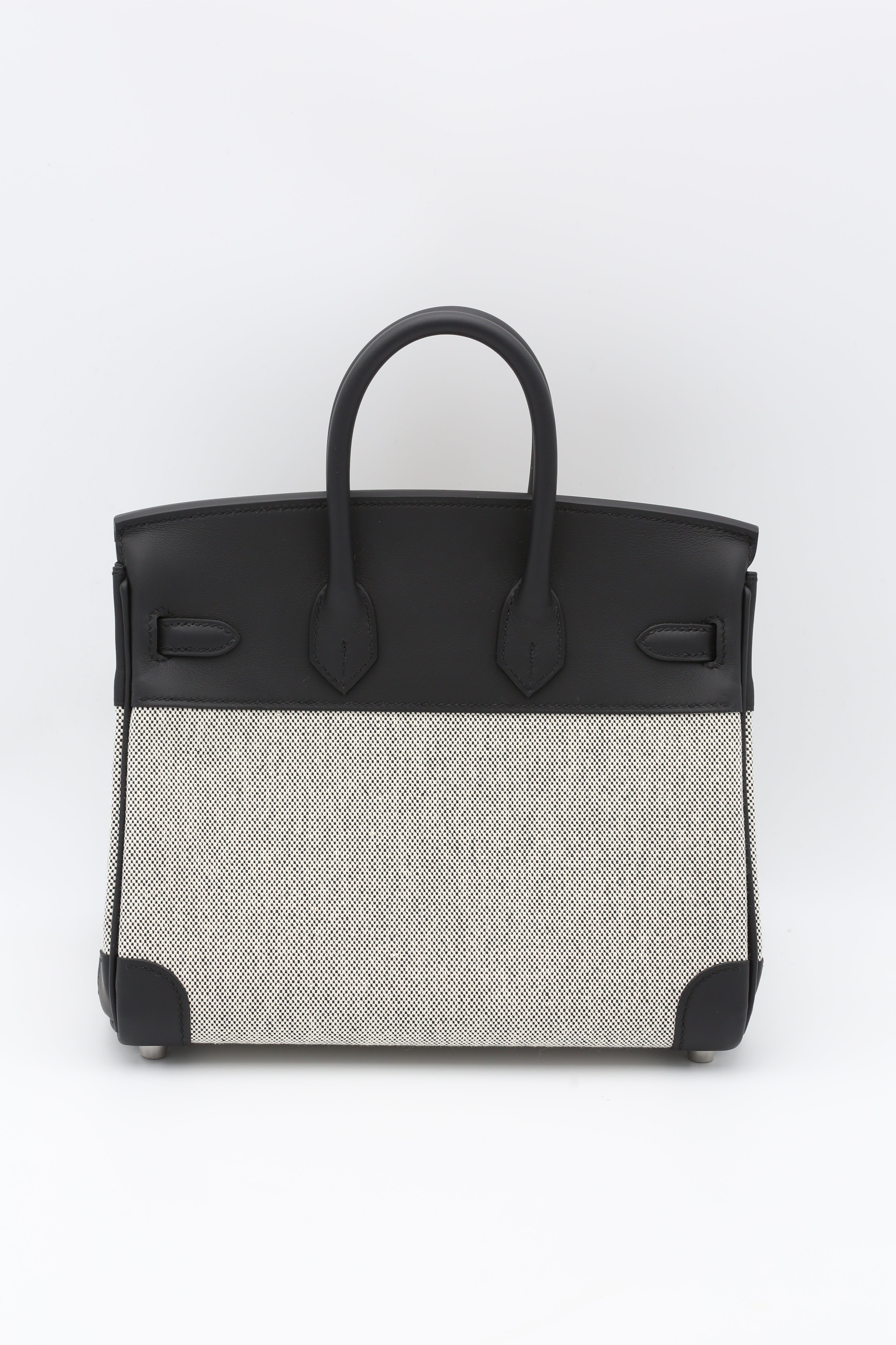 HERMÈS BIRKIN25 BLACK CANVAS SWIFT SILVER HARDWARE G STAMP