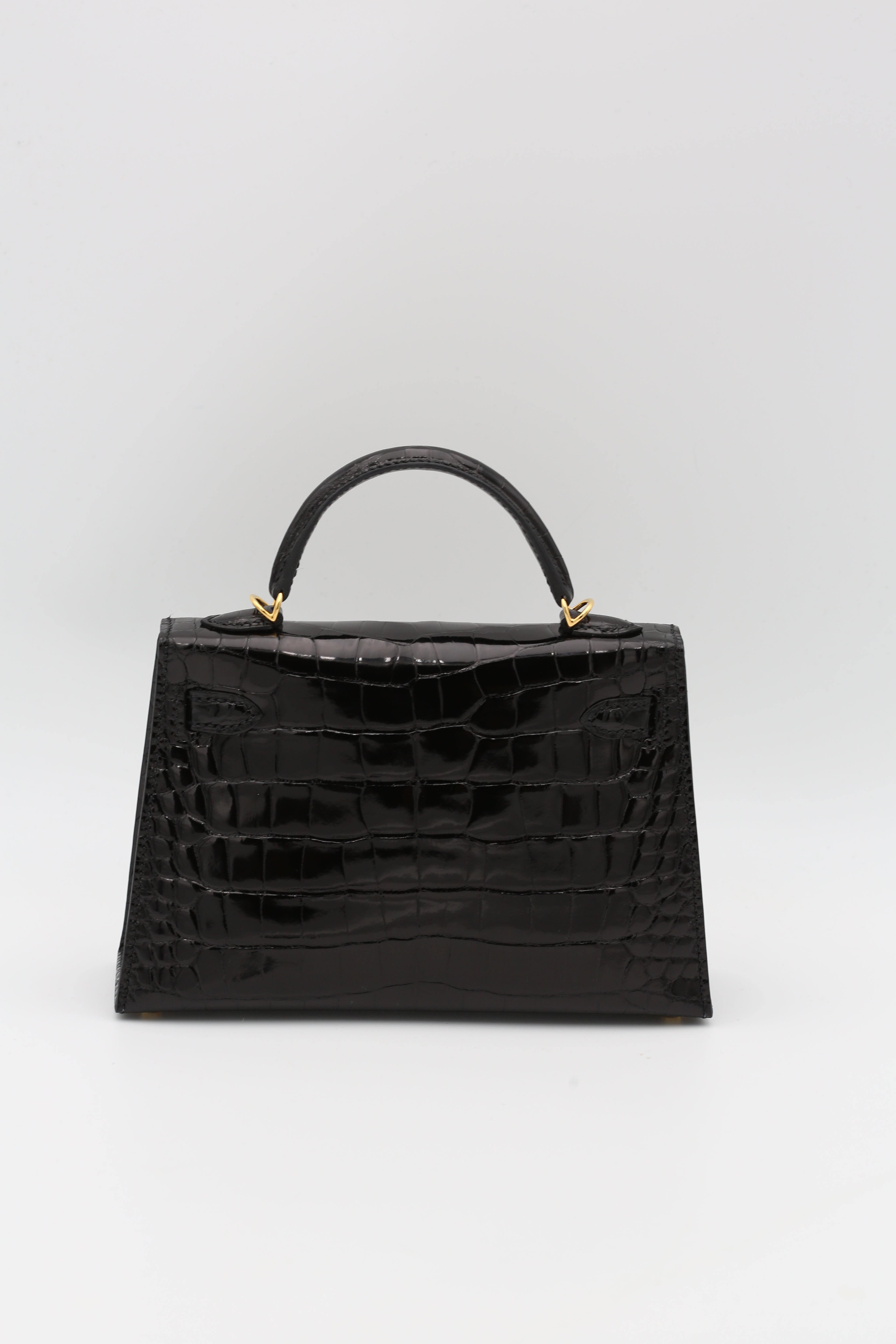 HERMÈS MINI KELLY II BLACK ALLIGATOR GOLD HARDWARE