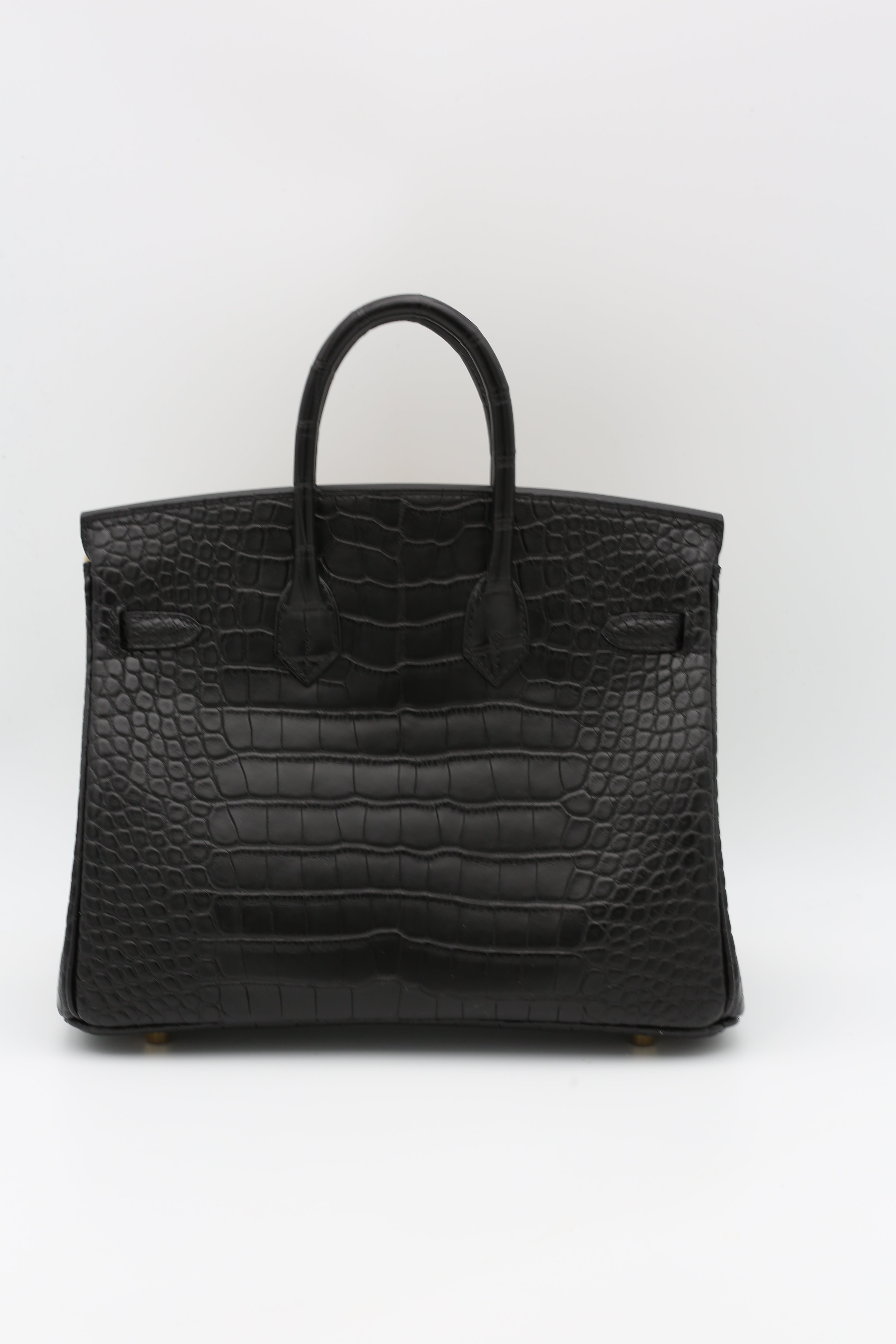 HERMÈS BIRKIN25 BLACK MATTE ALLIGATOR GOLD HARDWARE G STAMP
