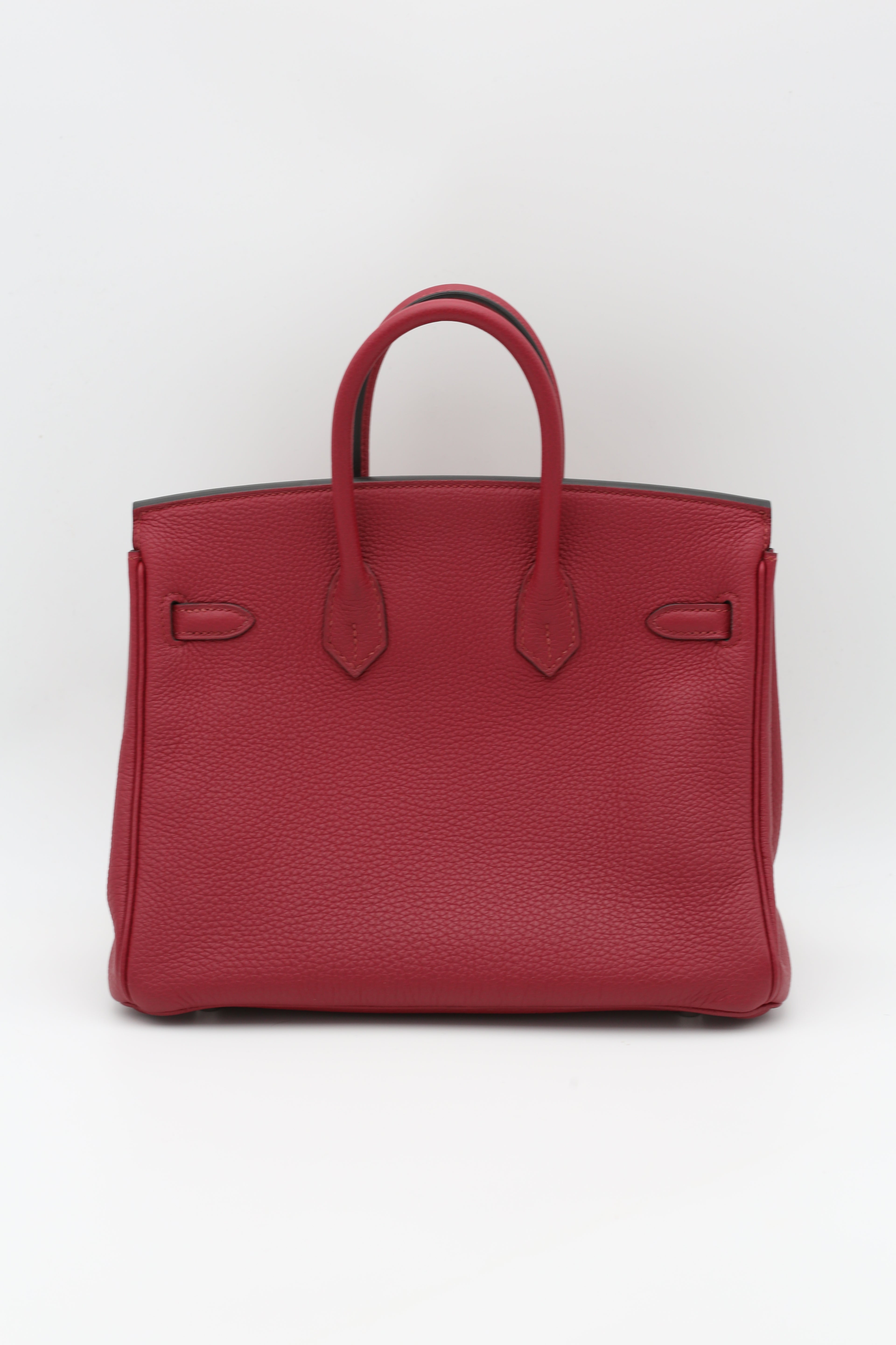 HERMÈS BIRKIN25 RED TOGO SILVER HARDWARE X STAMP