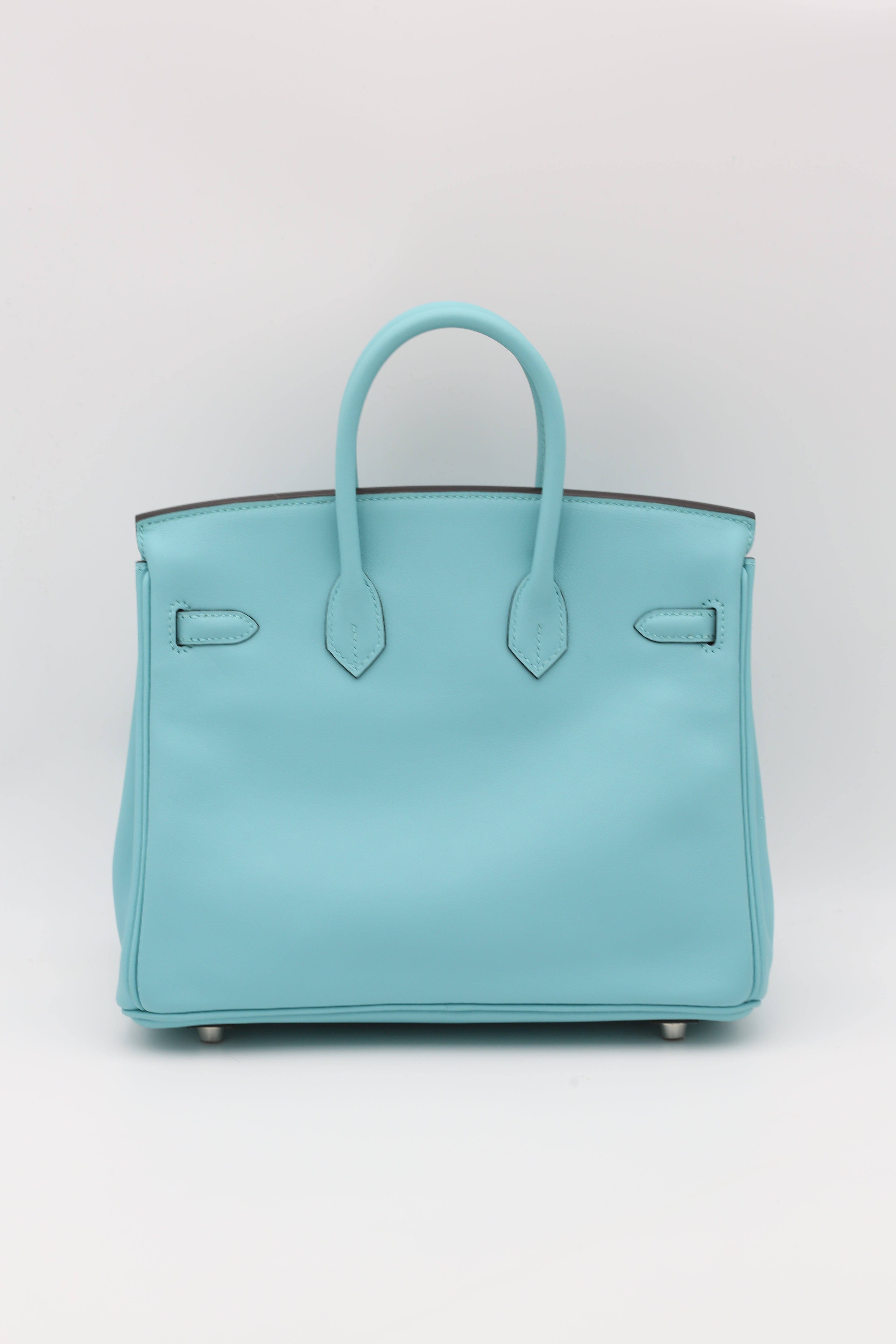 HERMÈS BIRKIN25 BLEU ATOLL SWIFT SILVER HARDWARE T STAMP