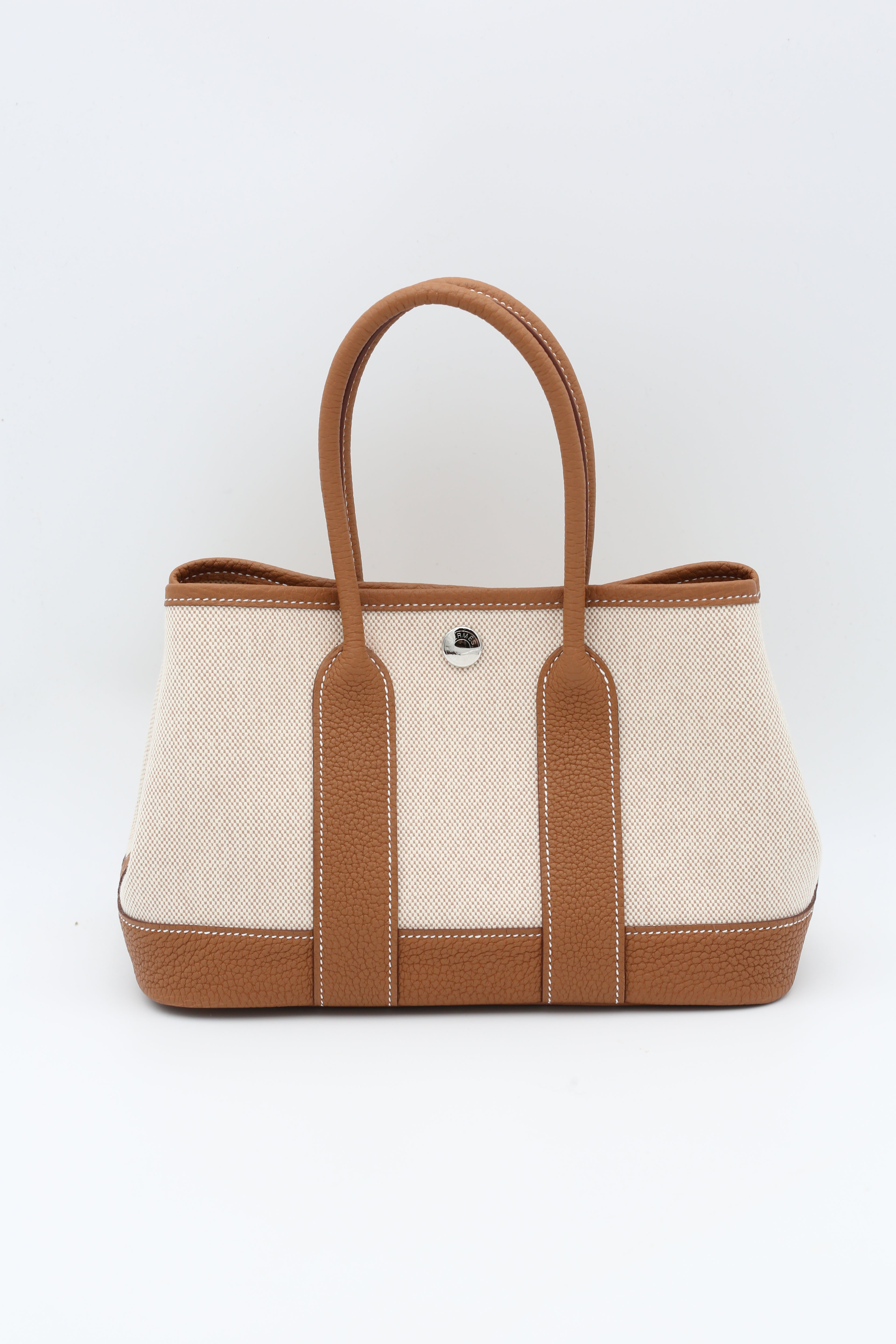 HERMÈS MINI GARDEN PARTY GOLD CANVAS K STAMP