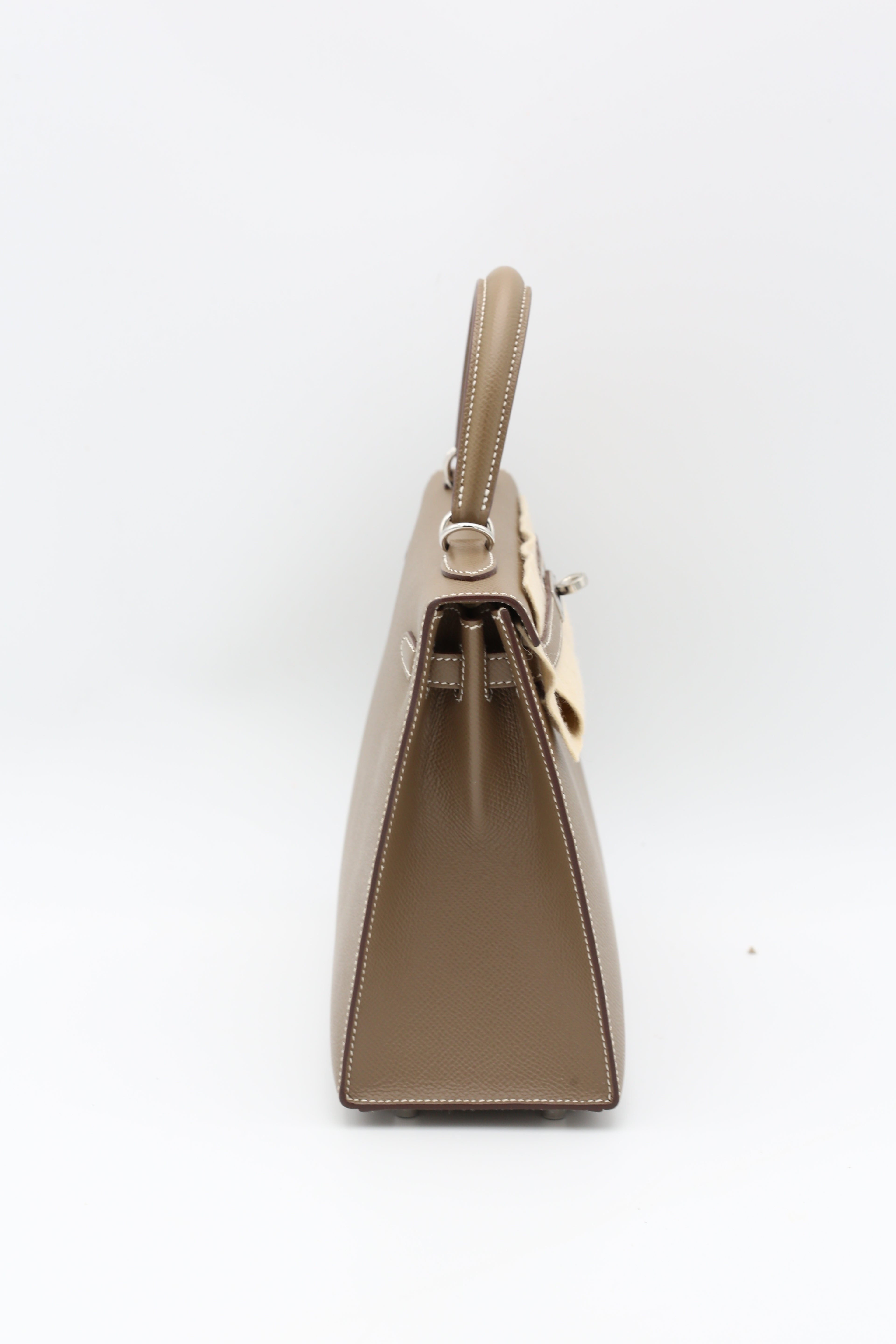 HERMÈS KELLY25 ETOUPE EPSOM SILVER HARDWARE Z STAMP