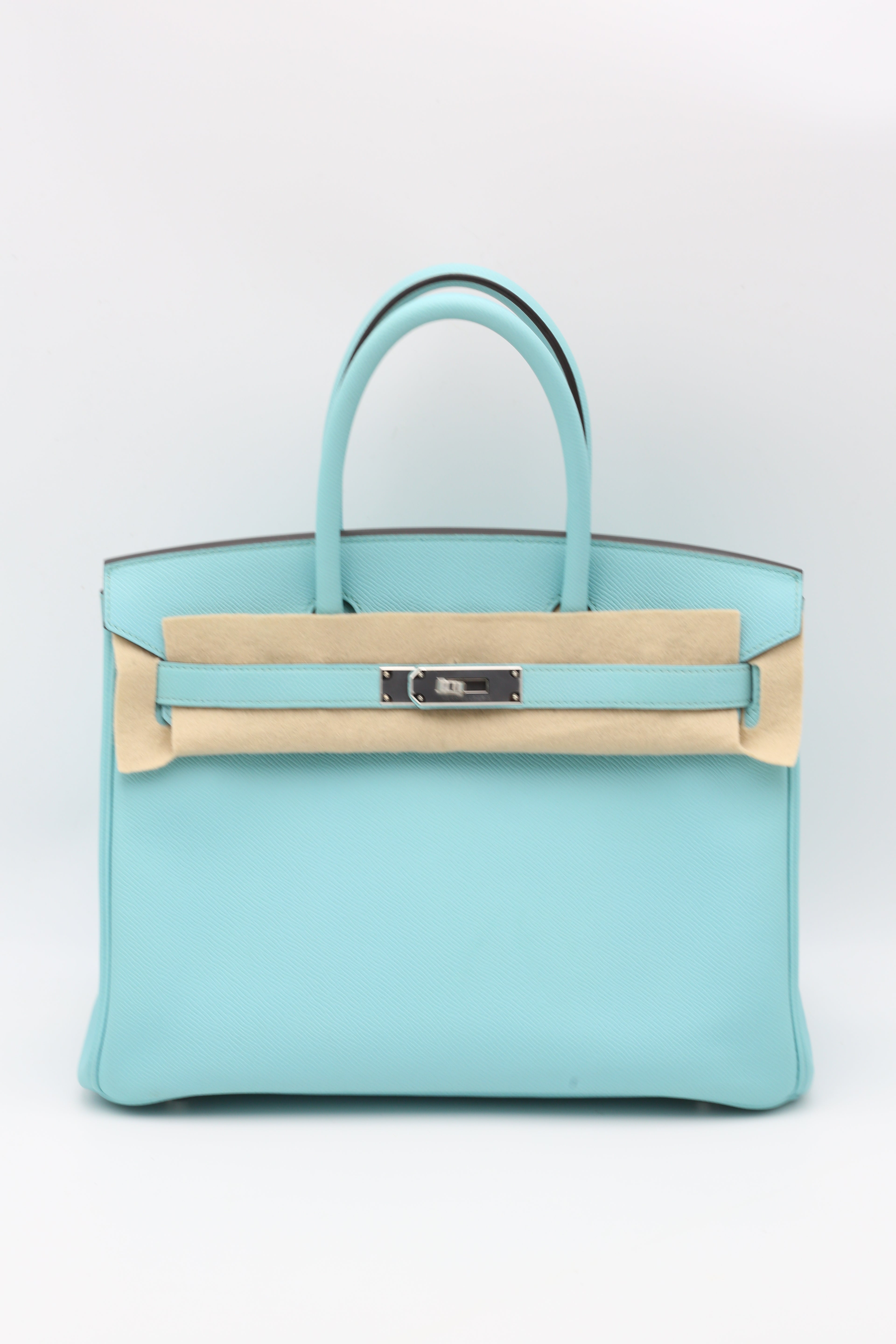 HERMÈS BIRKIN30 MACARON BLUE EPSOM SILVER HARDWARE T STAMP