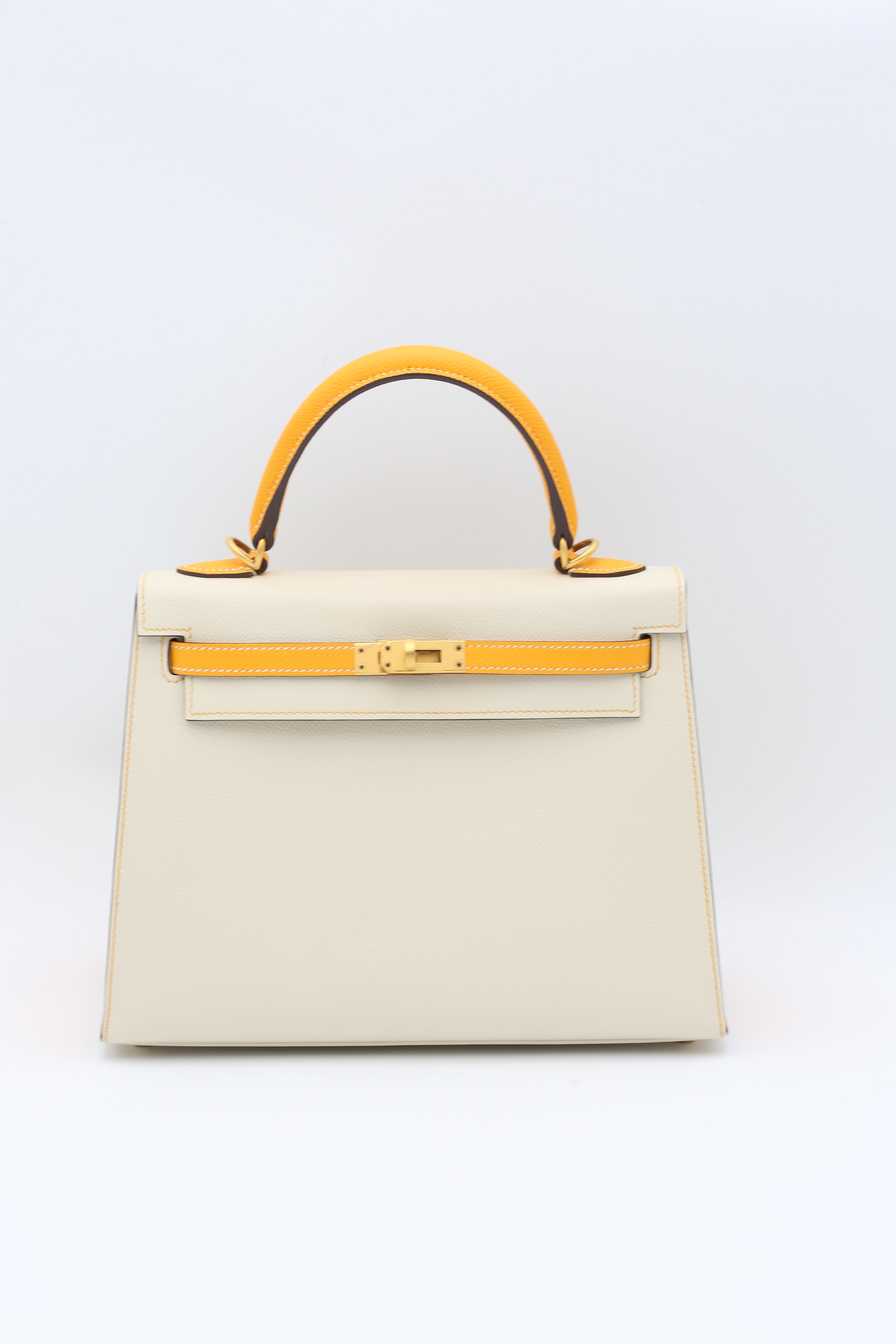 HERMÈS KELLY25 CRAIE JAUNE SELLIER D STAMP
