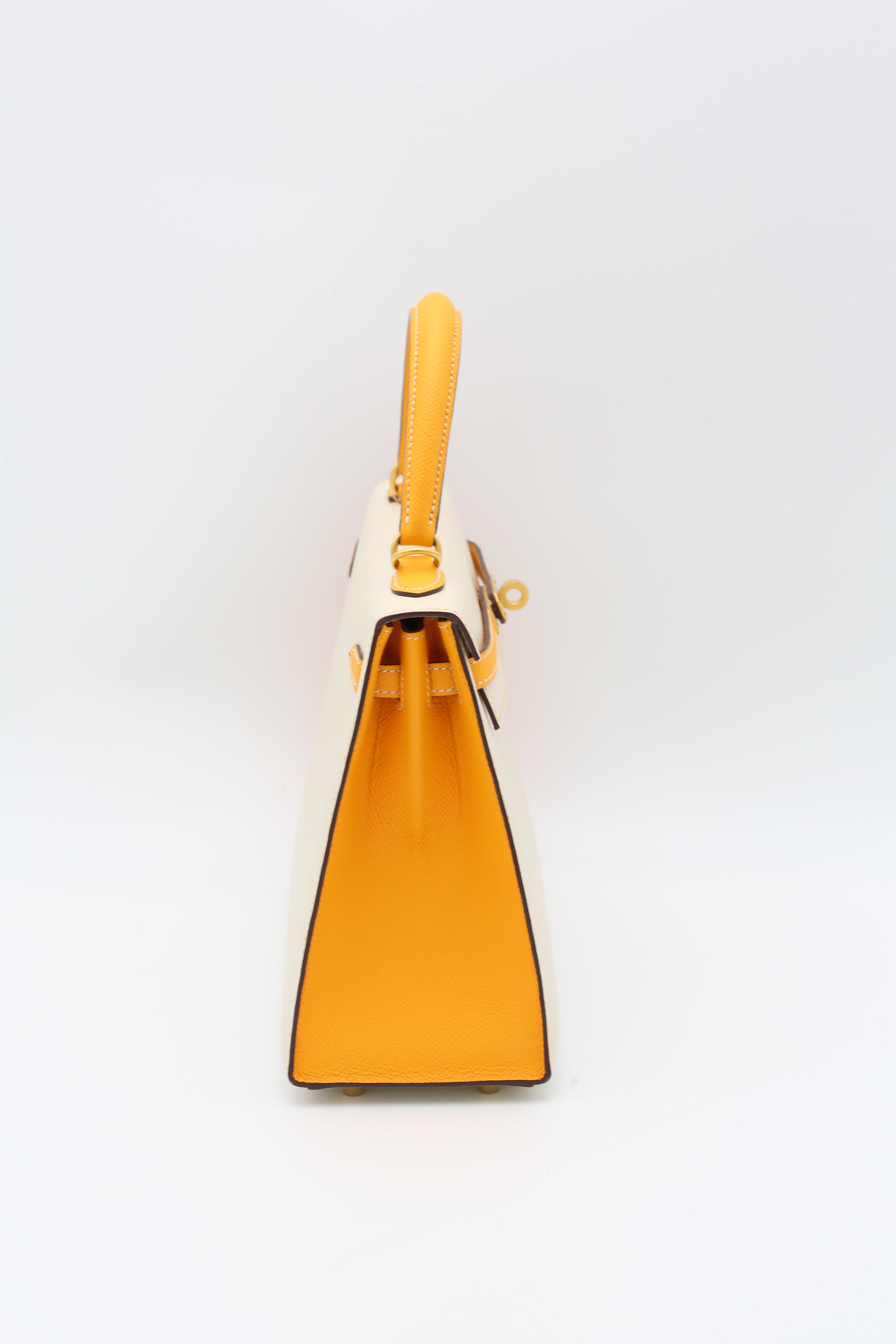 HERMÈS KELLY25 CRAIE JAUNE SELLIER D STAMP