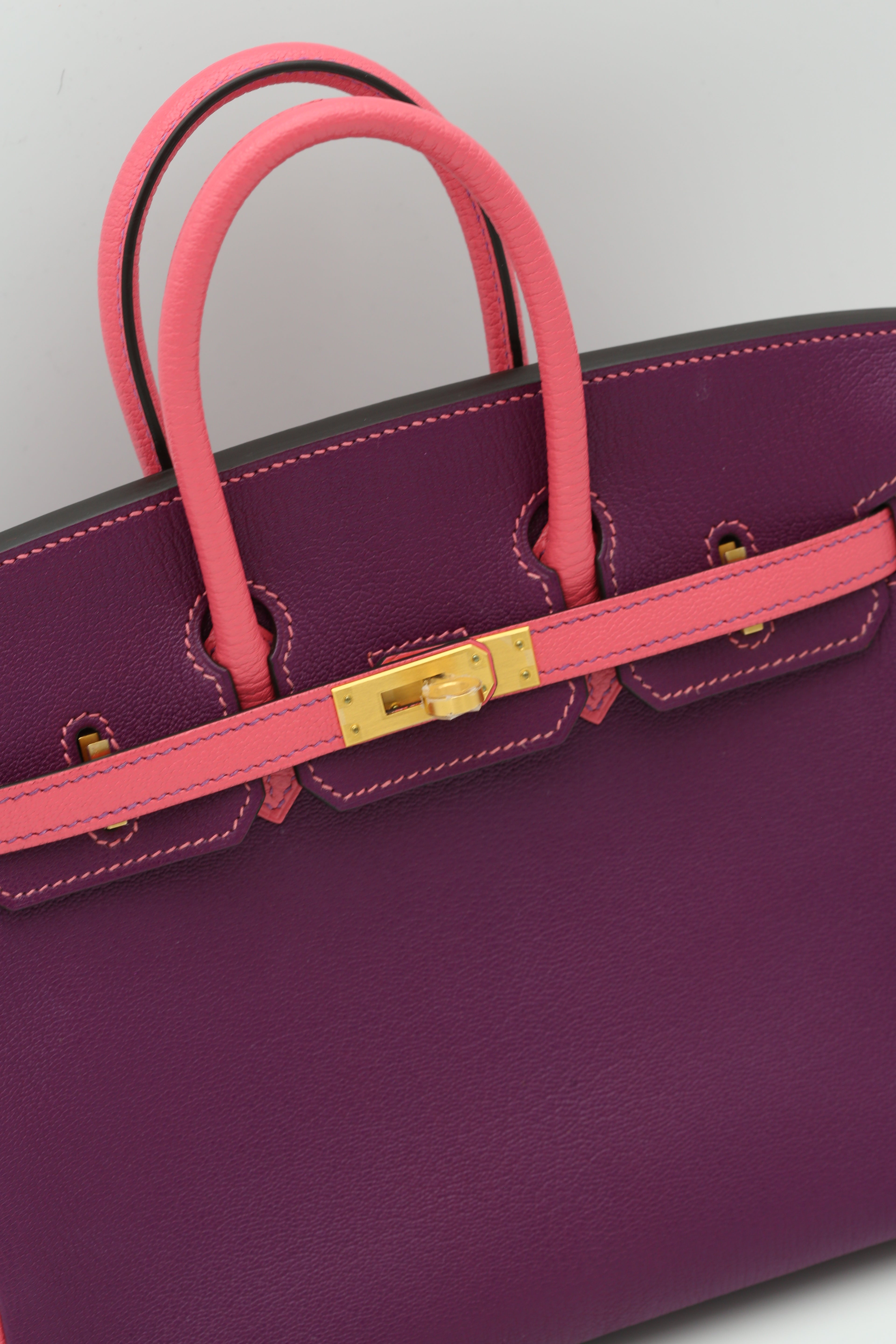 HERMÈS BIRKIN25 ANEMONE/ROSE ALAZEE CHEVRE Y STAMP