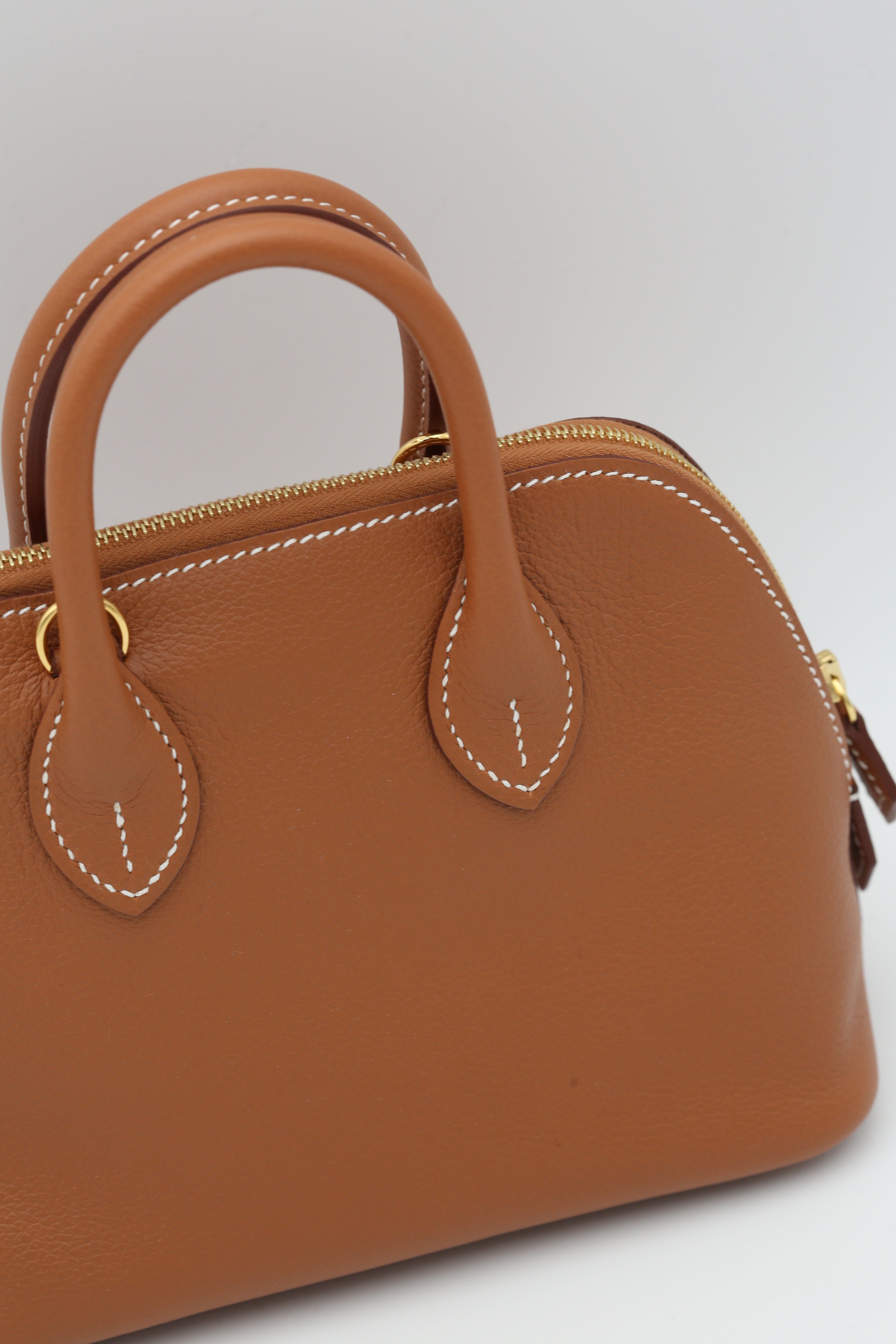 HERMÈS MINI BOLIDE GOLD EVERCOLOR GOLD HARDWARE K STAMP