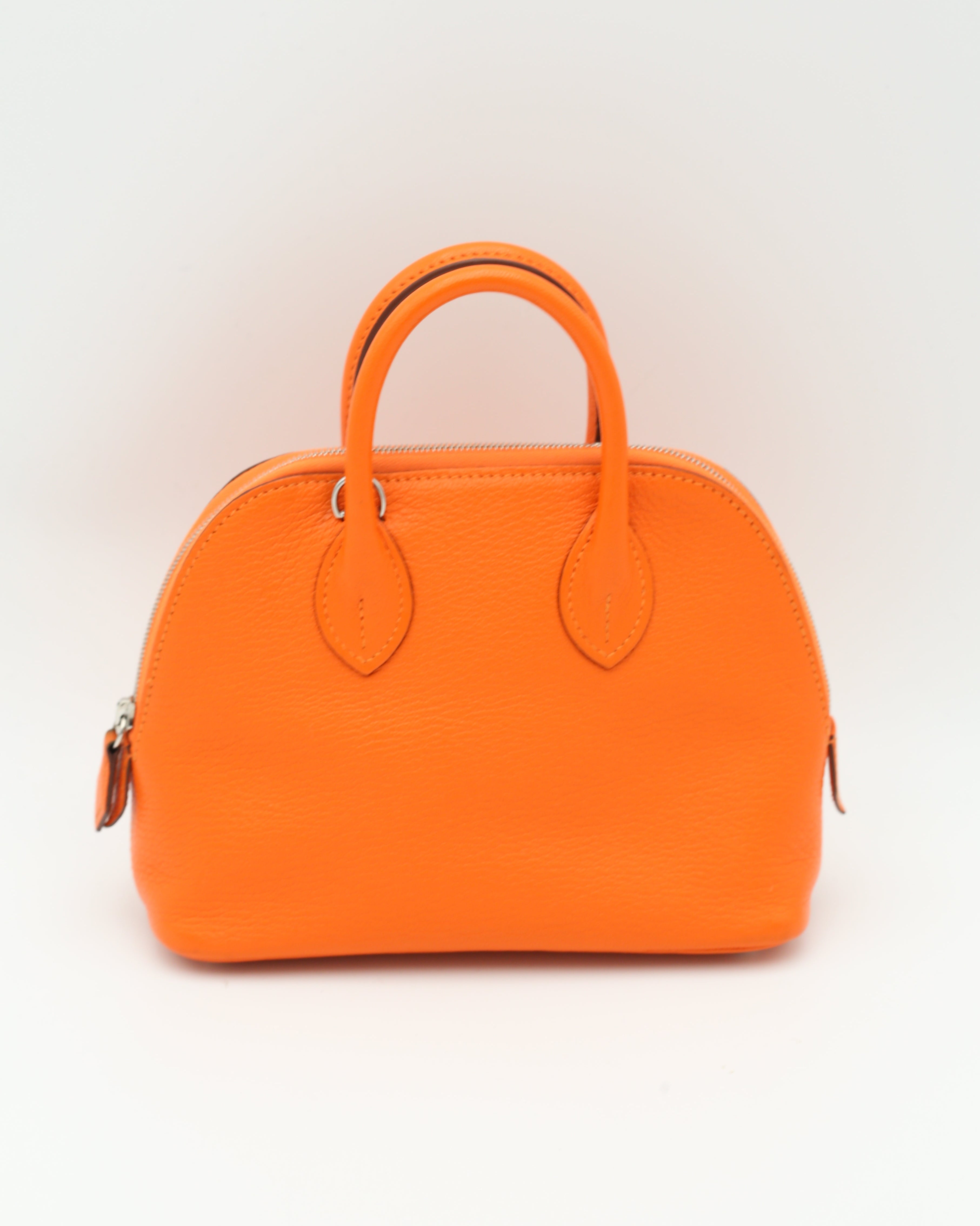 HERMÈS MINI BOLIDE ORANGE SILVER HARDWARE B STAMP