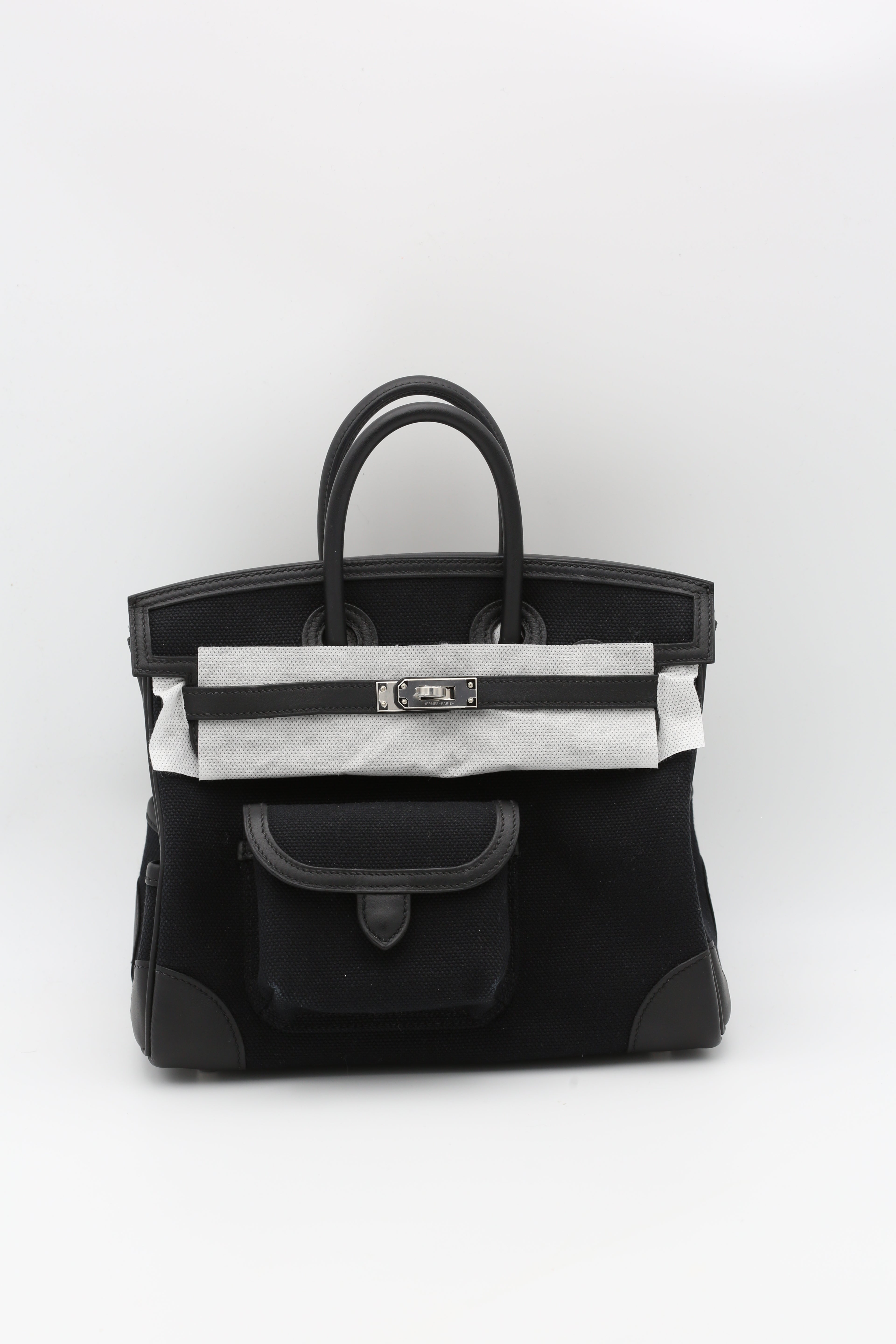 HERMÈS BIRKIN25 CARGO BLACK SILVER HARDWARE U STAMP