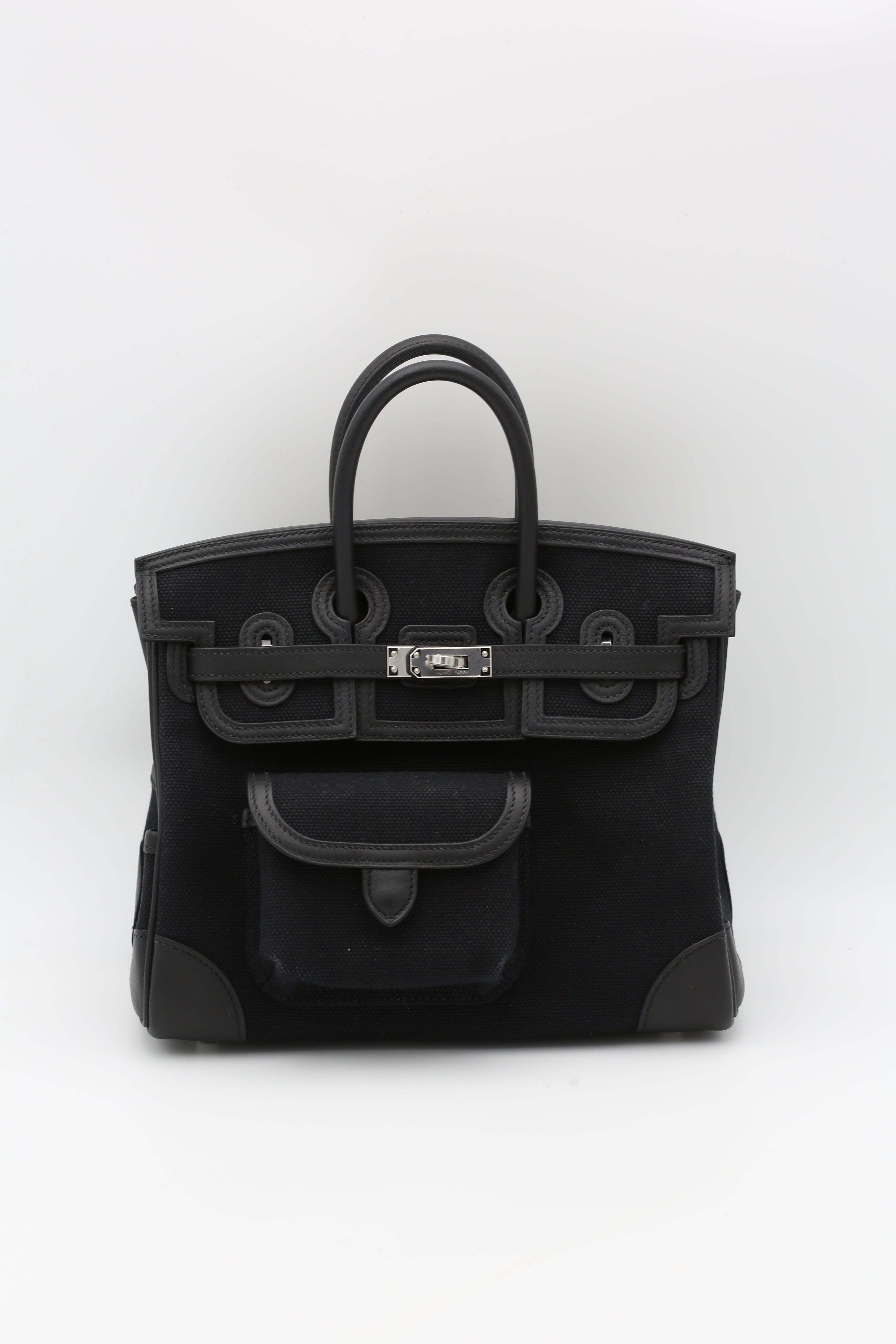HERMÈS BIRKIN25 CARGO BLACK SILVER HARDWARE U STAMP