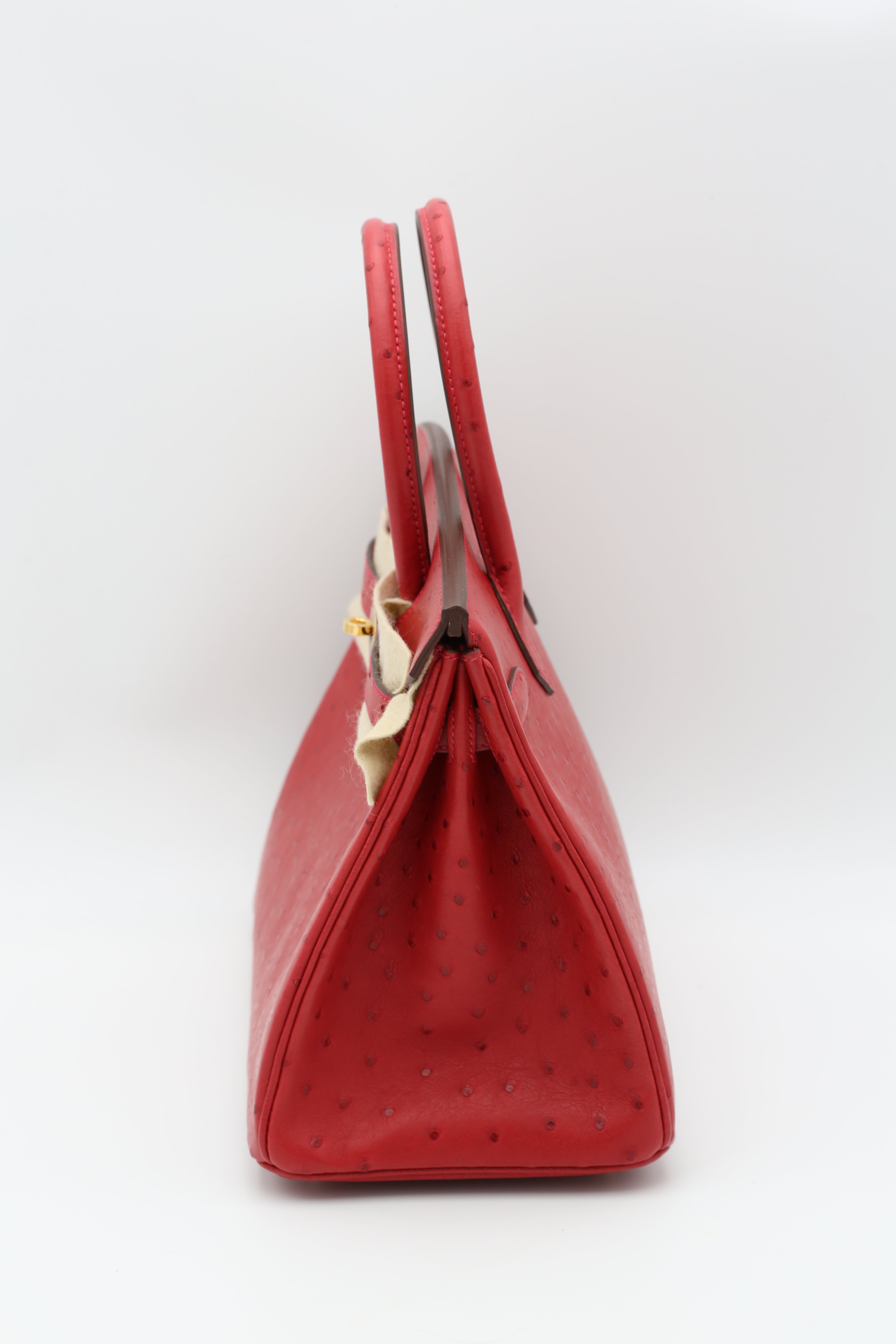 HERMÈS BIRKIN30 ROUGE VIF OSTRICH GOLD HARDWARE D STAMP