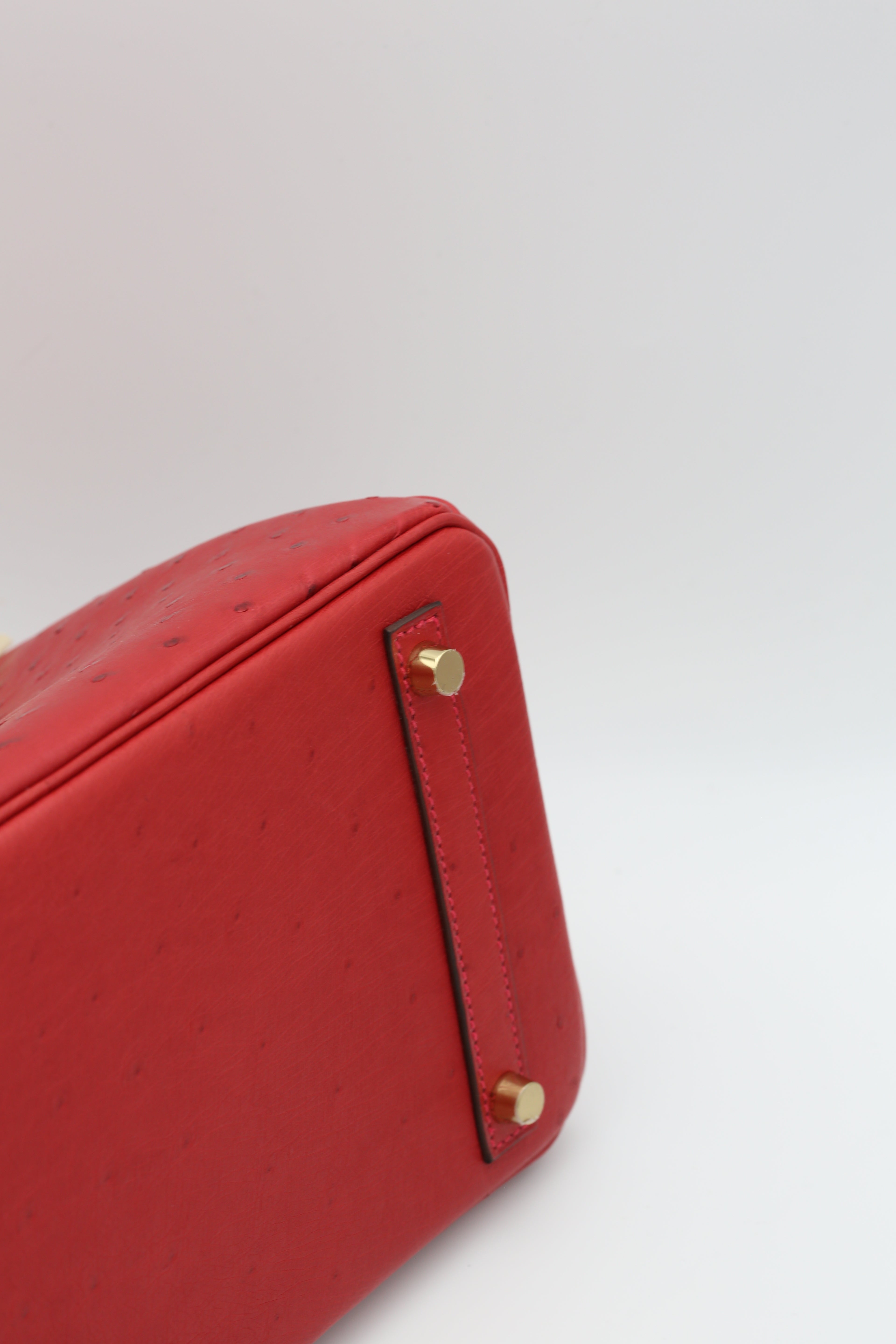 HERMÈS BIRKIN30 ROUGE VIF OSTRICH GOLD HARDWARE D STAMP